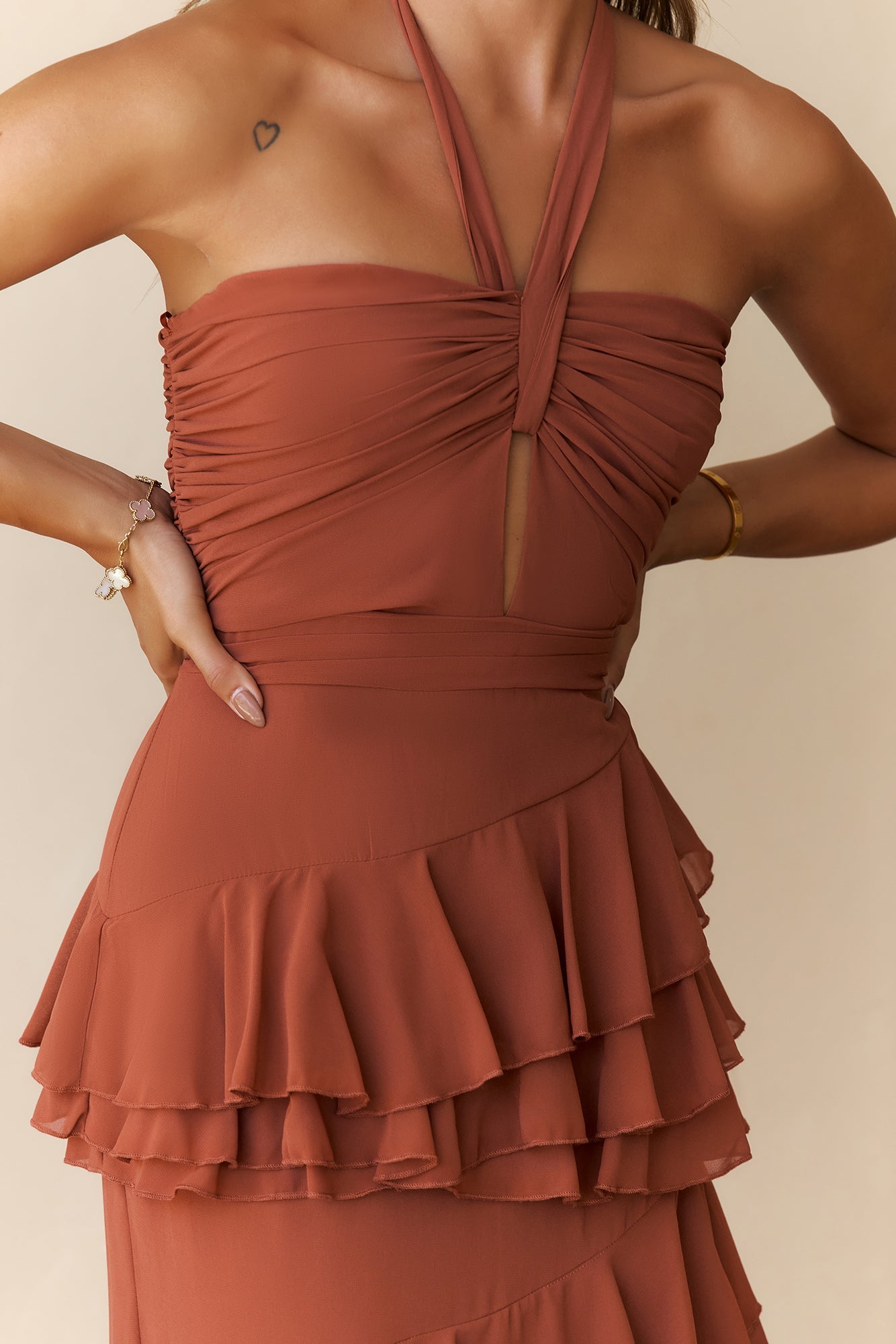 Zephyr Halter Maxi Dress Rust