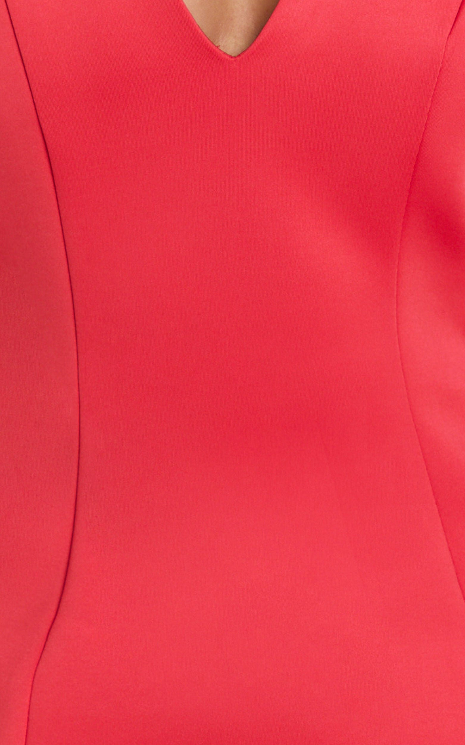 Gaia Mini Dress - Plunge Halter Fit and Flare Dress in Red