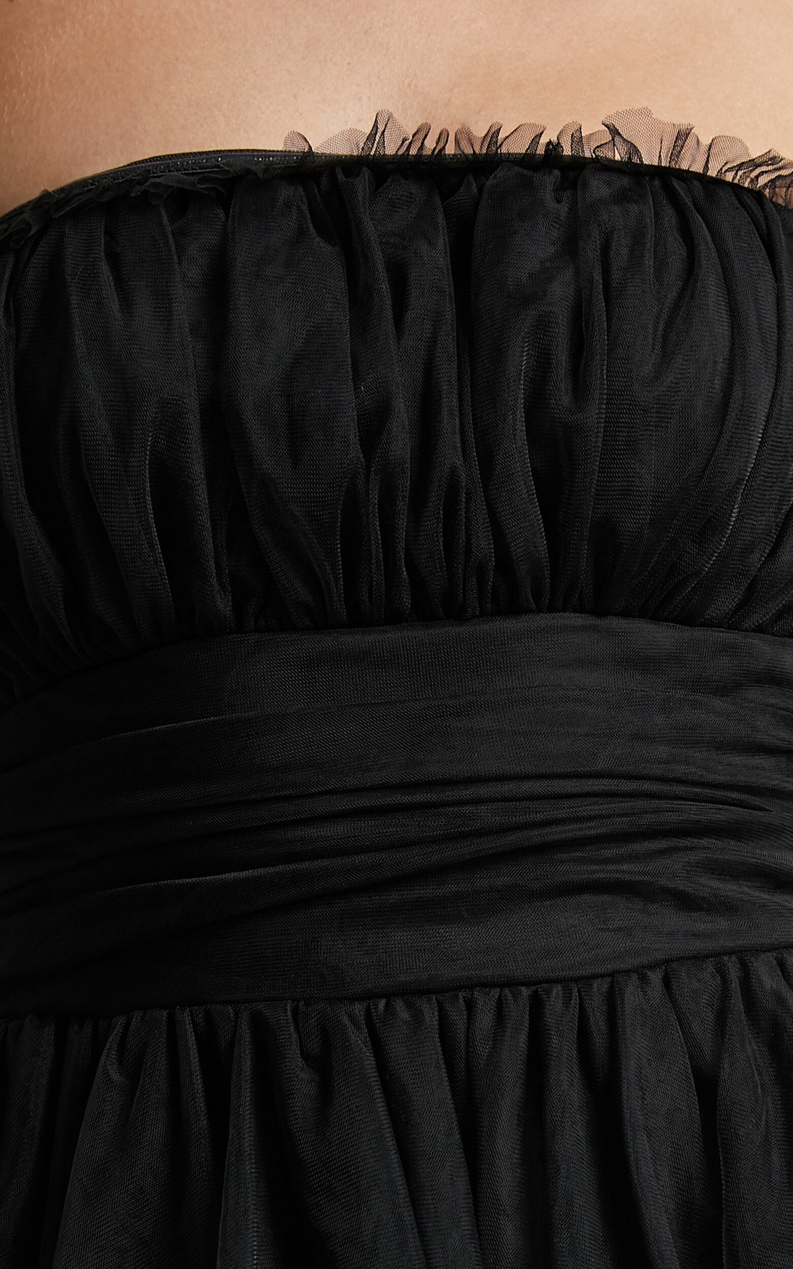 Brooke Mini Dress - Tulle Frill Detail Mini Dress in Black