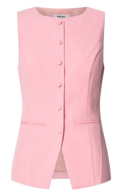 Desi Top - Longline Crew Neck Vest Top in Pale Pink