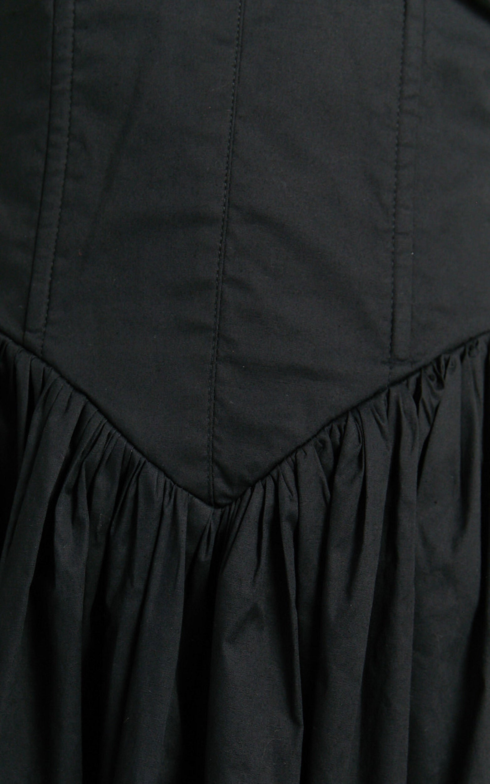 Beckett Midi Dress - Scoop Neck Drop V Waist Gathered Skirt Dress in Black