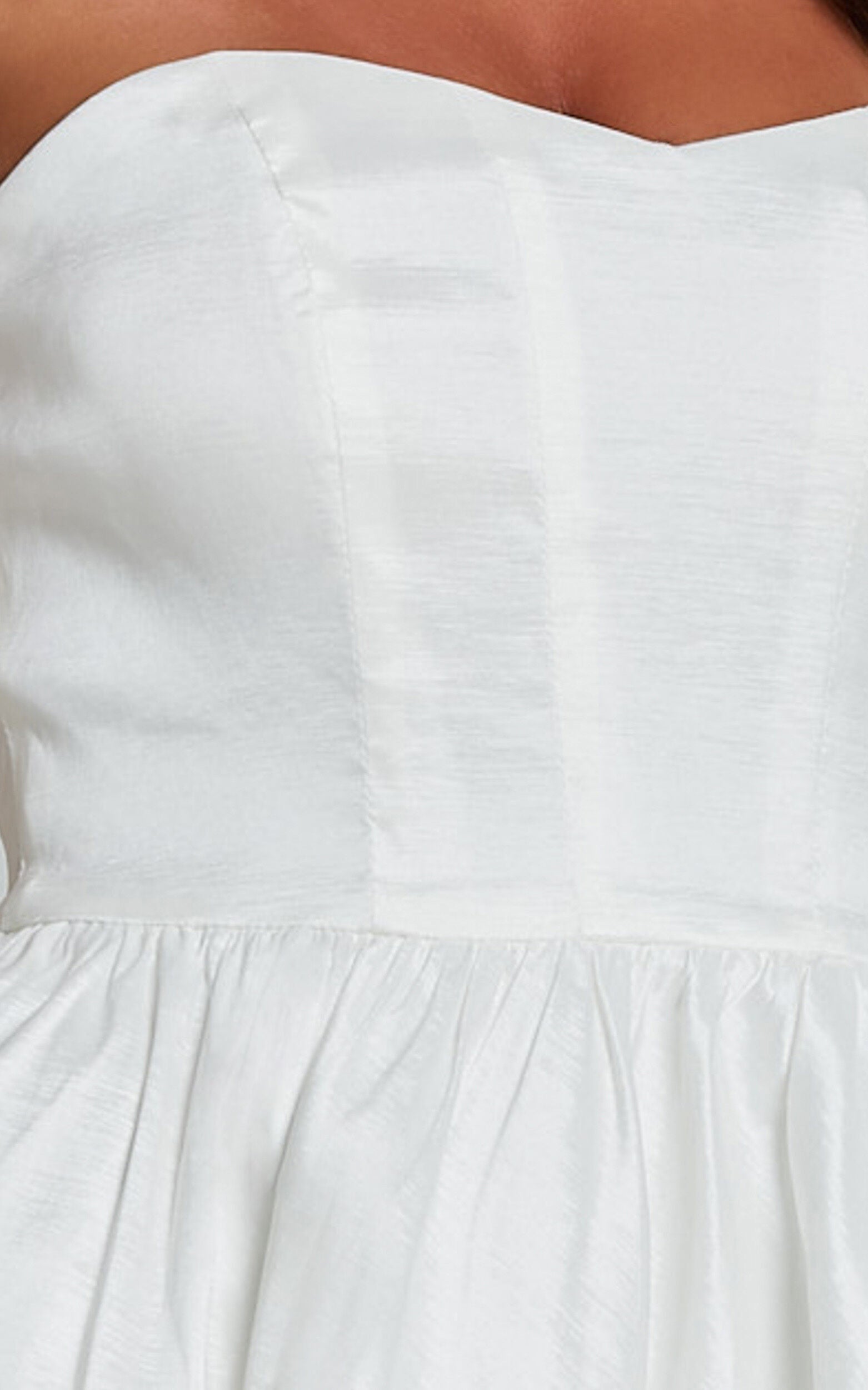 Jayde Mini Dress - Strapless Sweetheart Fit And Flare Dress in White