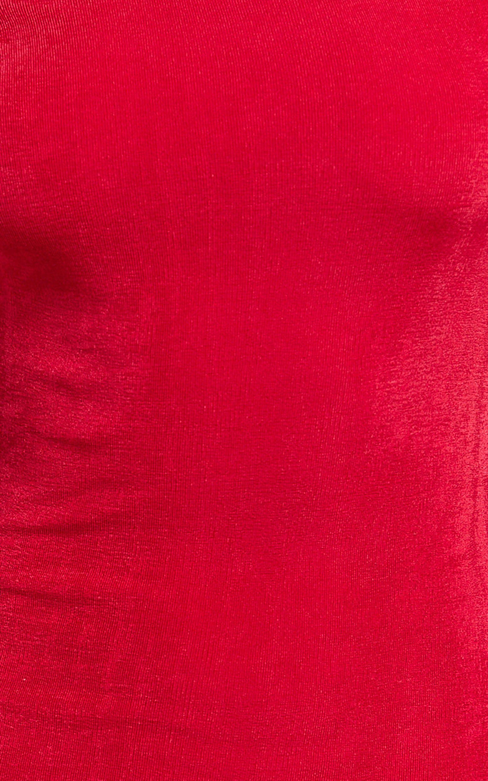 Isabel Midi Dress - Twist Off Shoulder Bodycon Dress in Red