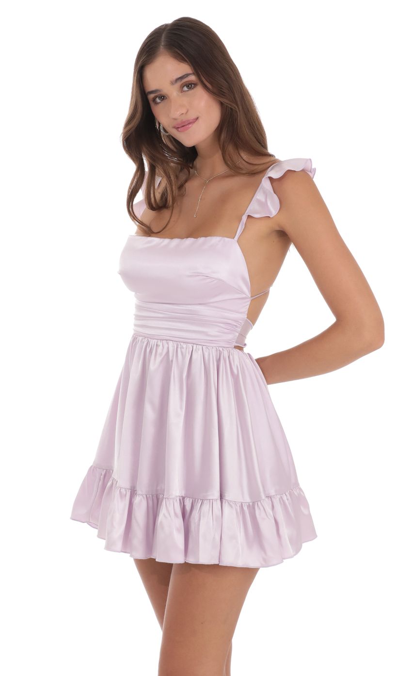 Satin Fit and Flare Dress in Lilac