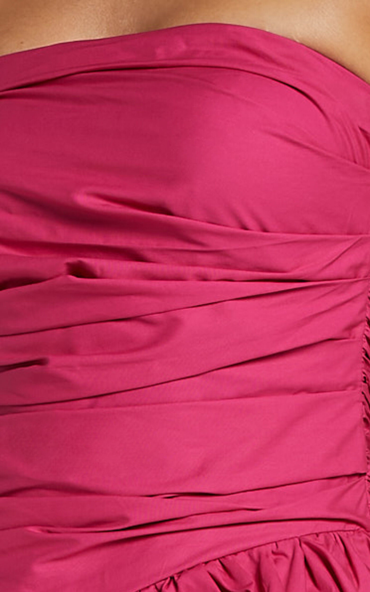 Emerie Mini Dress - Strapless Ruffle Skirt Dress in Pink