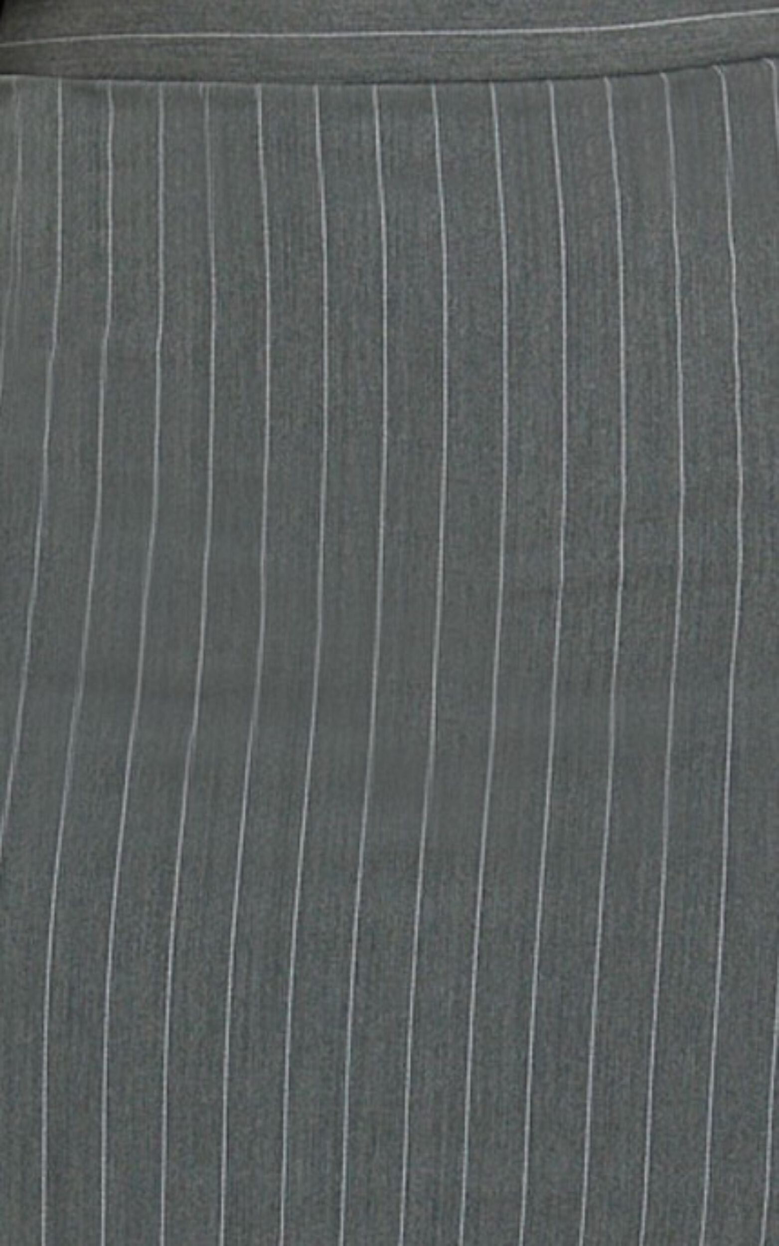 Fiona Midi Skirt - Pinstripe Bodycon Side Leg Split Workwear Skirt in Dark Grey