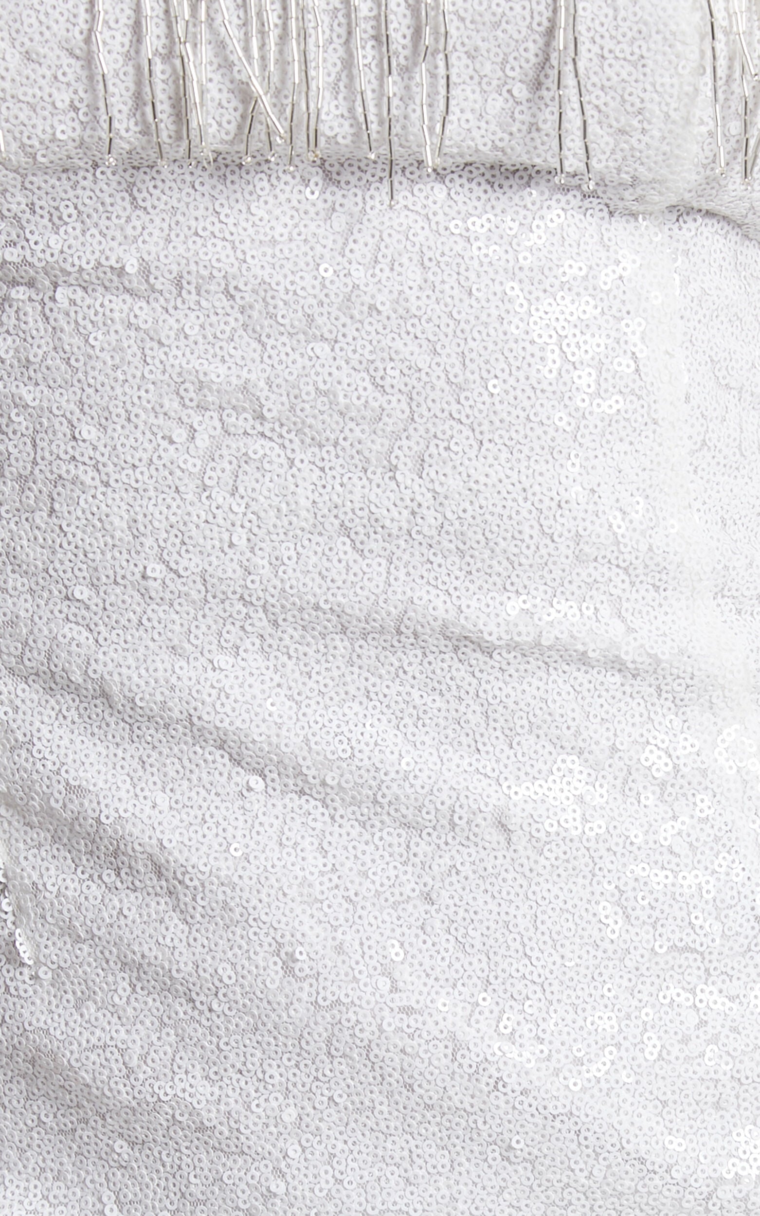 Elisabeth Mini Dress - Bead Fringe Strapless Sequin Dress in White