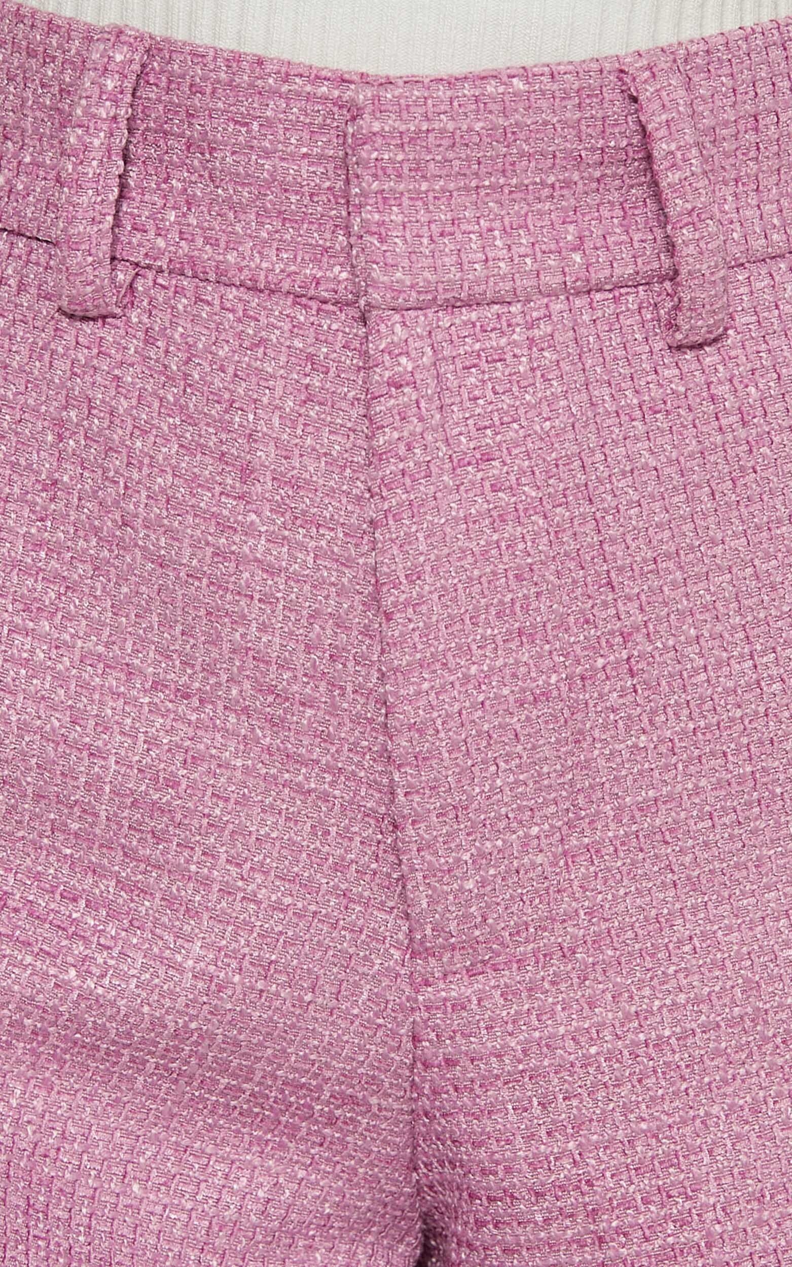 Carrie Shorts - High Waisted Tailored Tweed Shorts in Pink