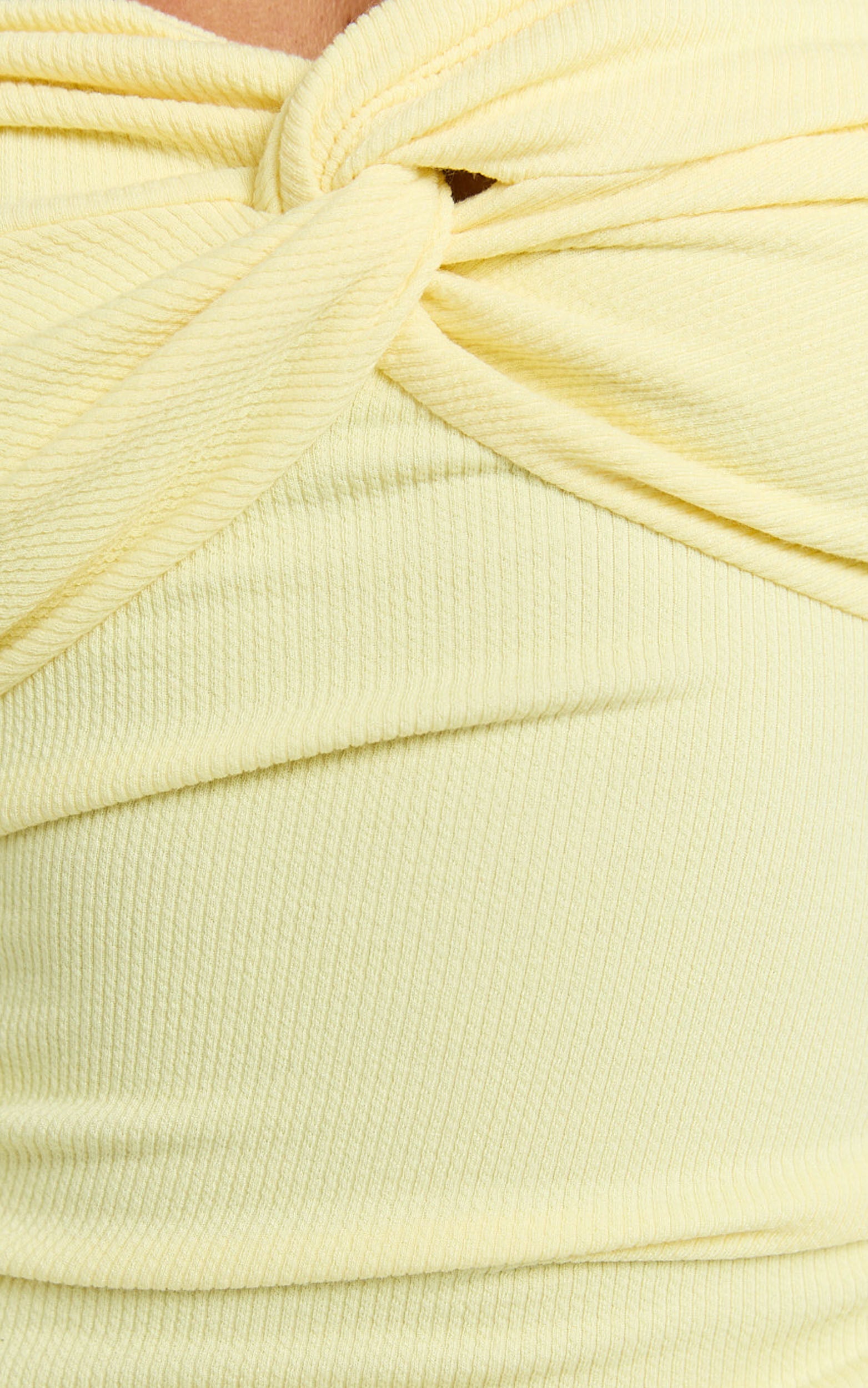 Jelena Top - Jersey Strapless Twist Front Top in Lemon