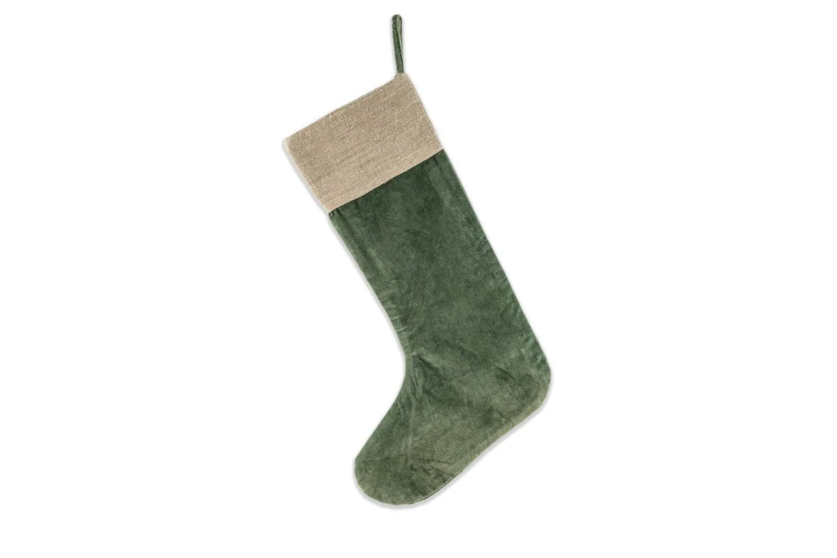 Karru Cotton Velvet Stocking - Forest Green