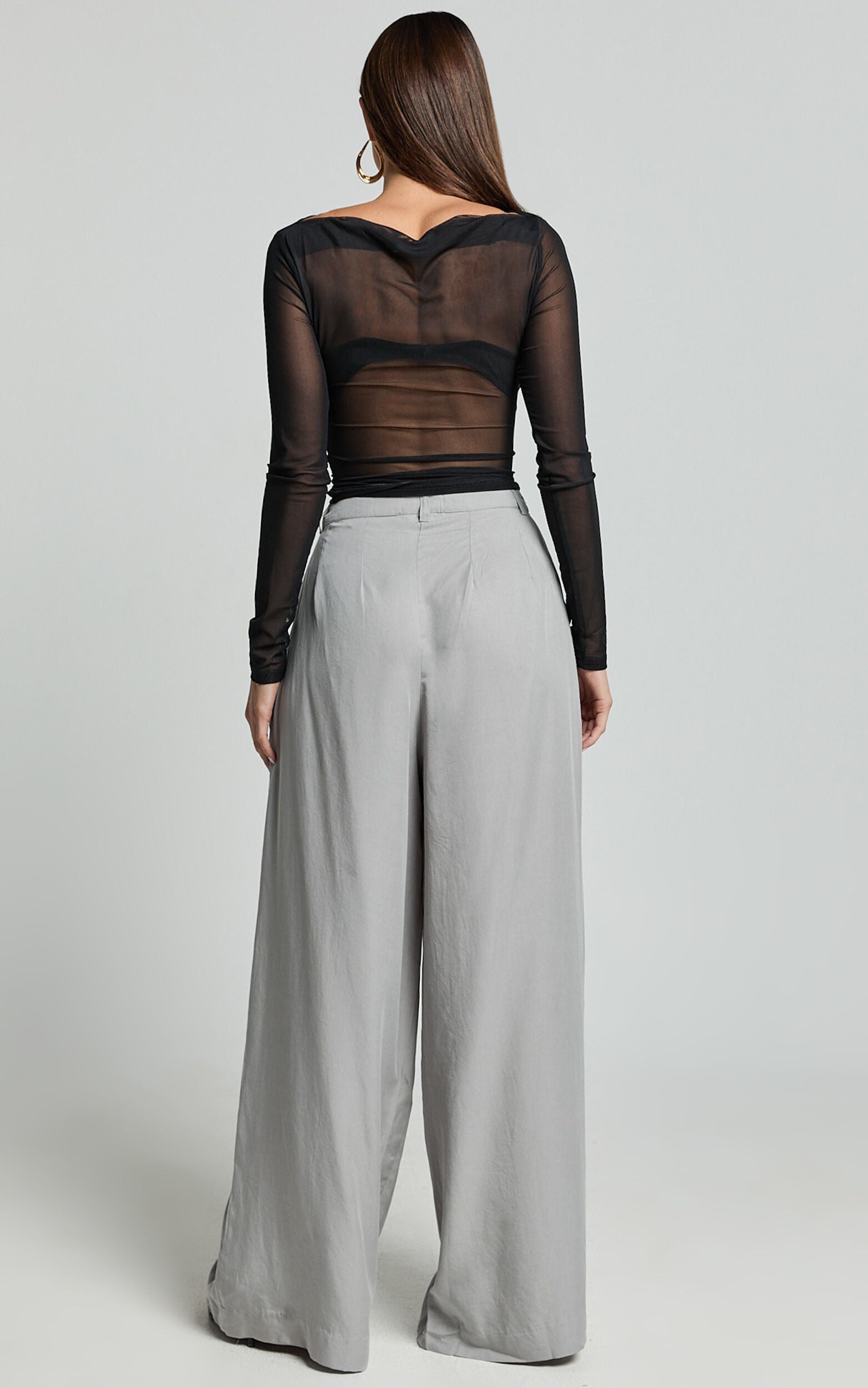 Clarke Pants - High Waist Wide Leg Pants in Grey