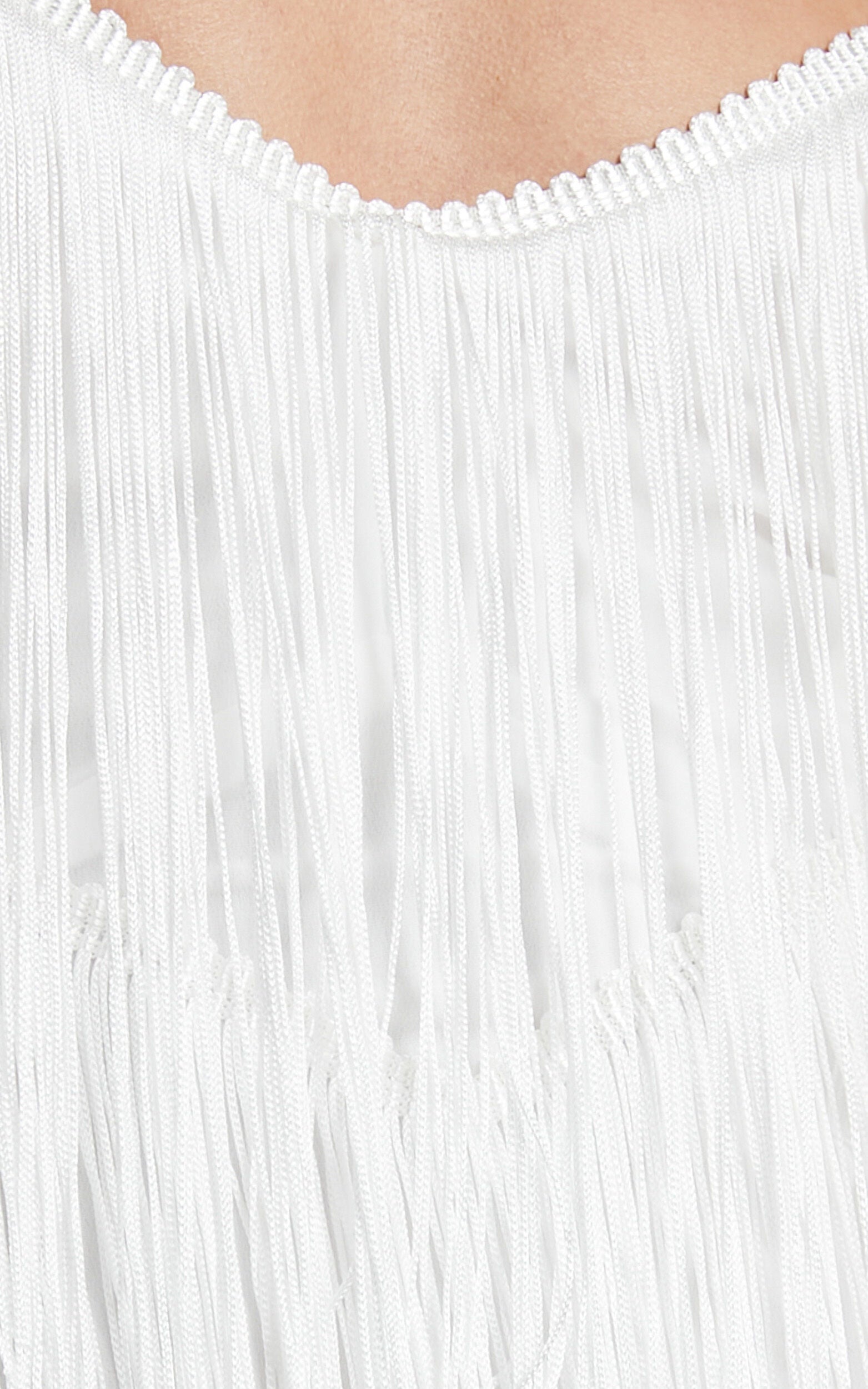 Siofra Mini Dress - Zig Zag Fringe Dress in White