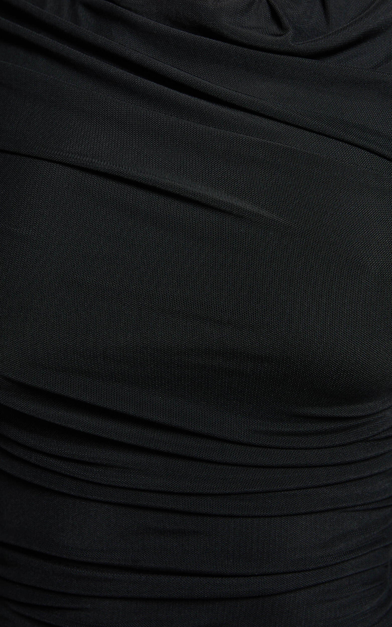 Zita Mini Dress - High Neck Long Sleeve Bodycon Mesh Dress in Black