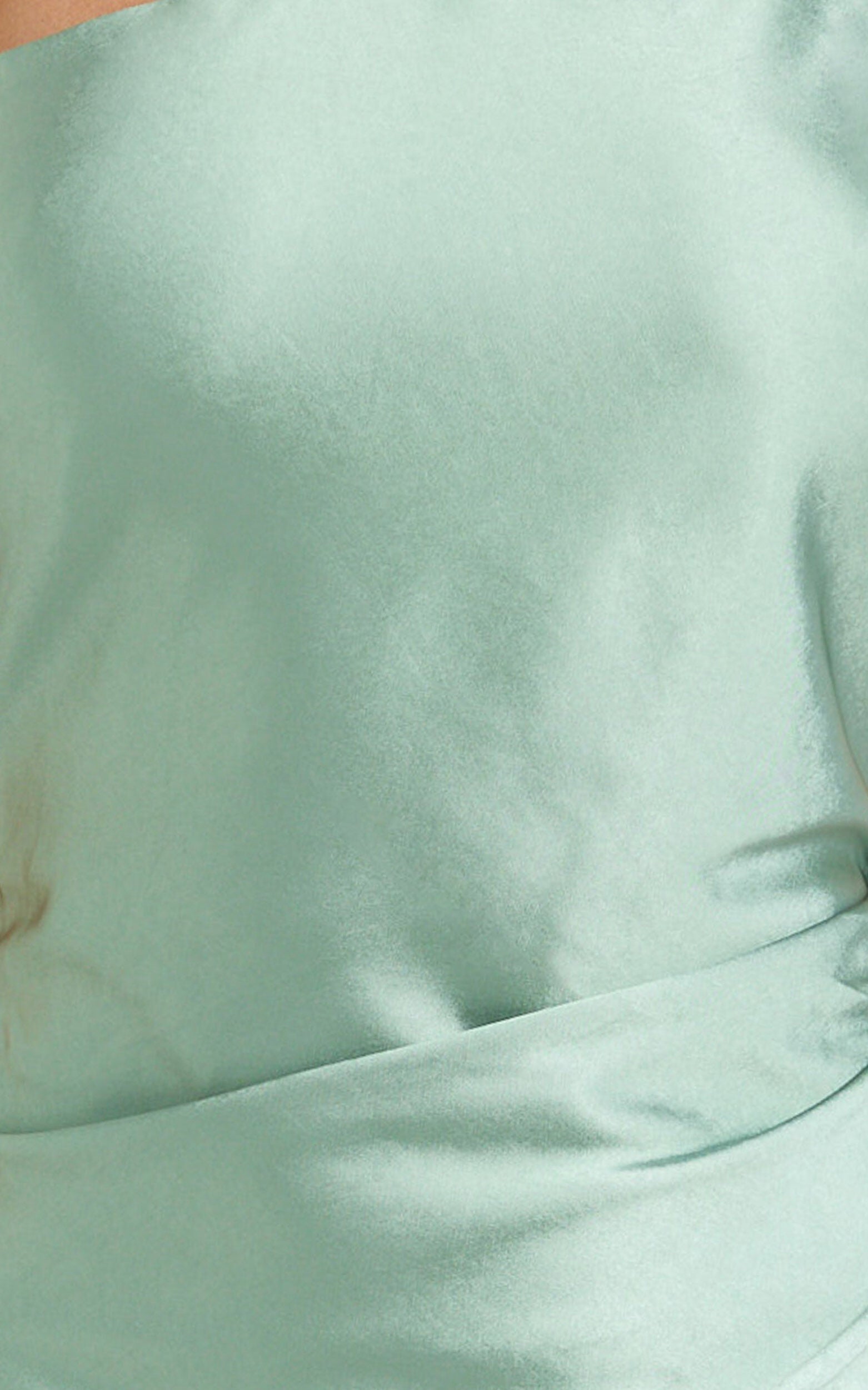 Isla Maxi Dress - Satin One Shoulder Side Split Dress in Sage