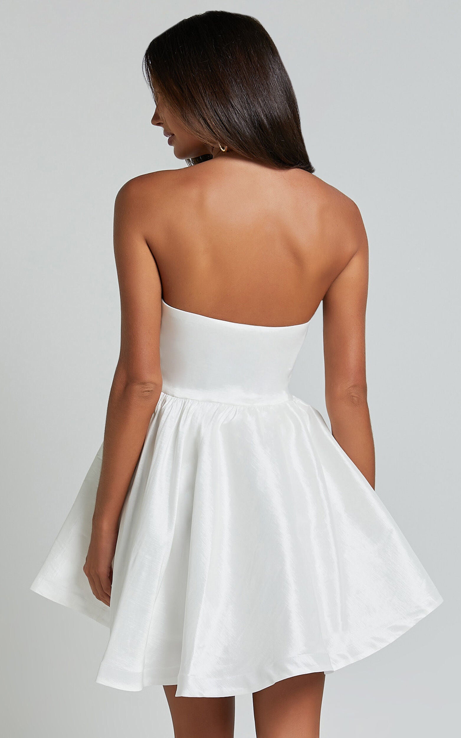 Jayde Mini Dress - Strapless Sweetheart Fit And Flare Dress in White