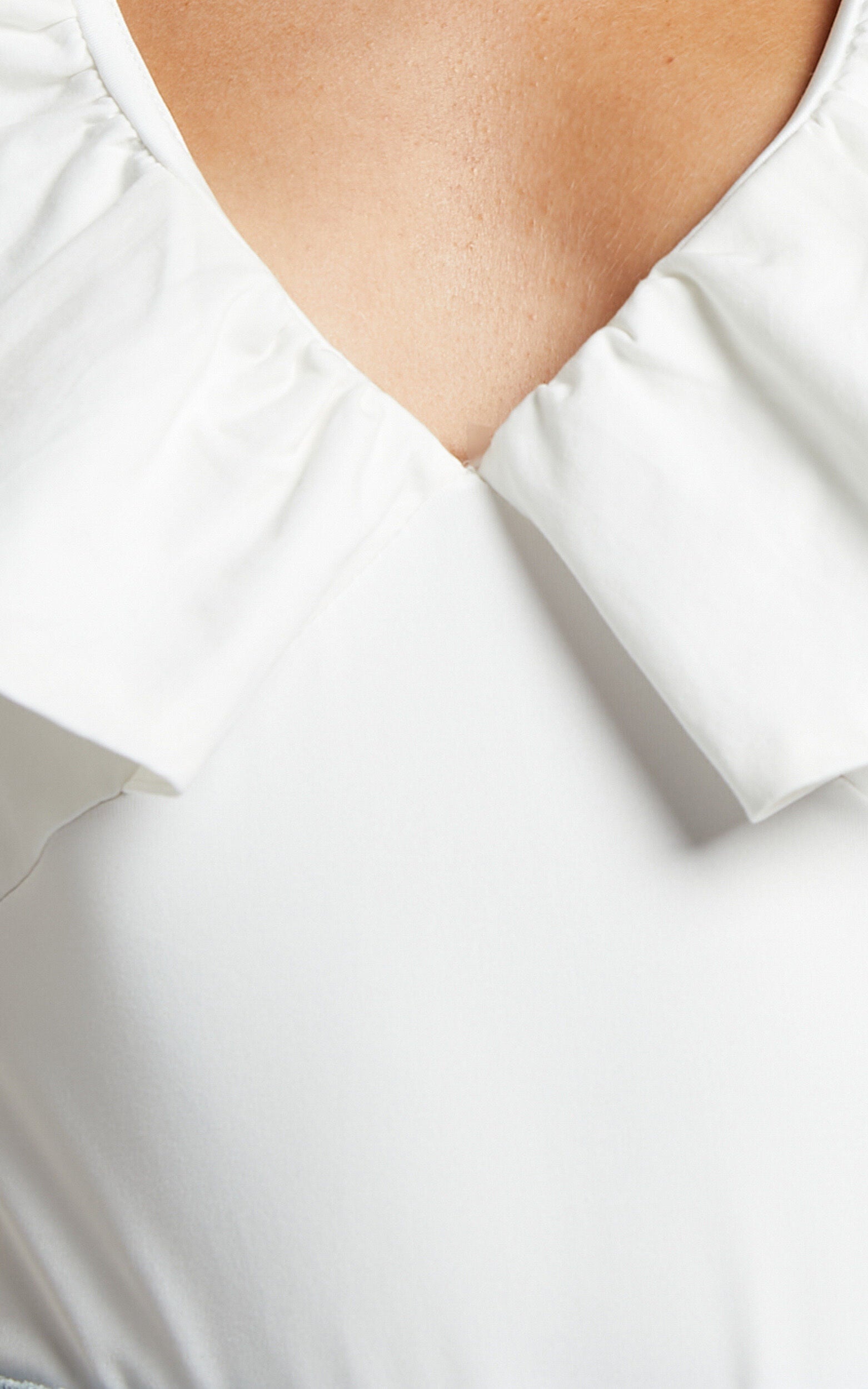 Kimber Bodysuit - V Neck Frill Bodysuit in White