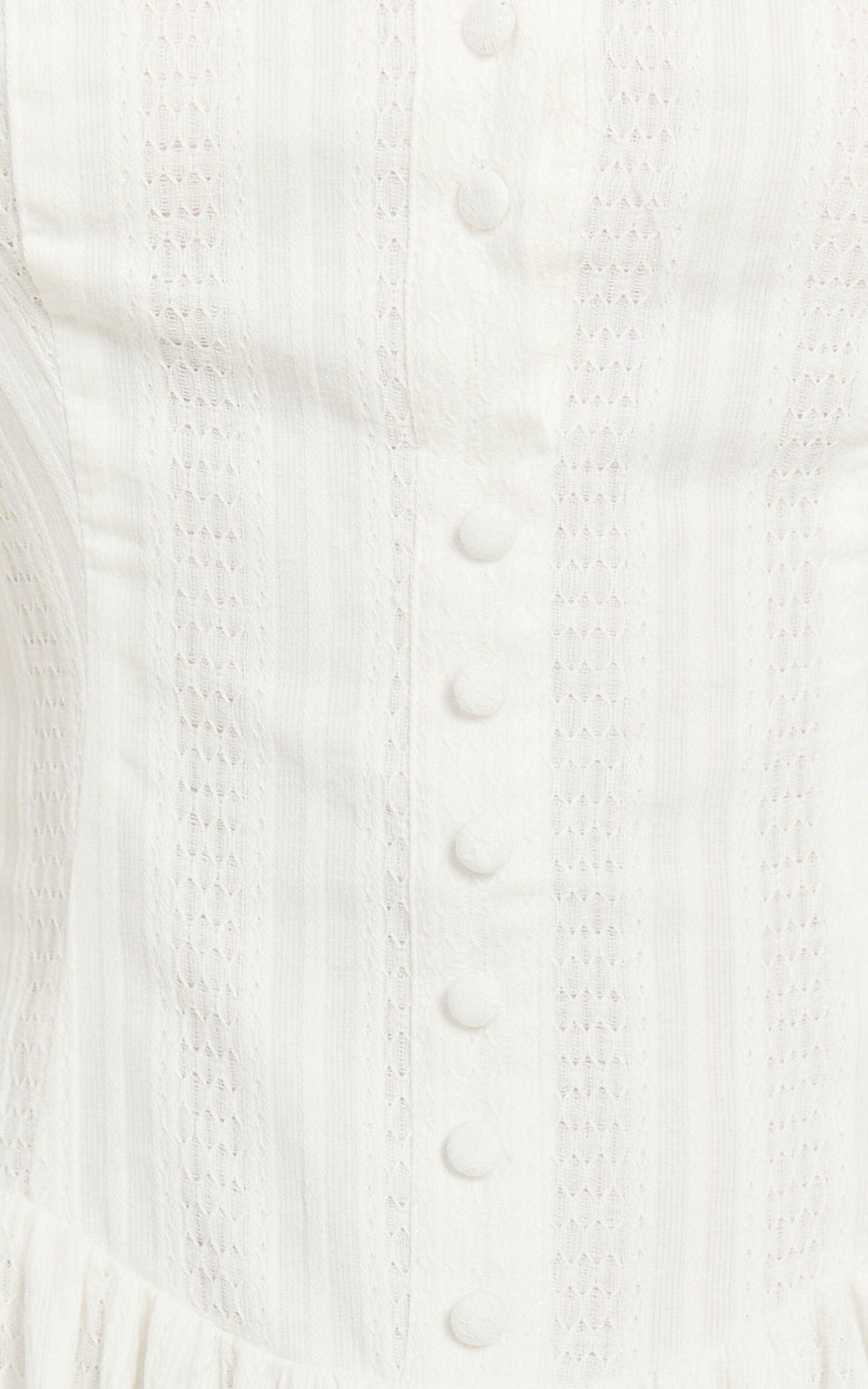 Zhai Mini Dress - High Neck Button Through Dress in Ivory