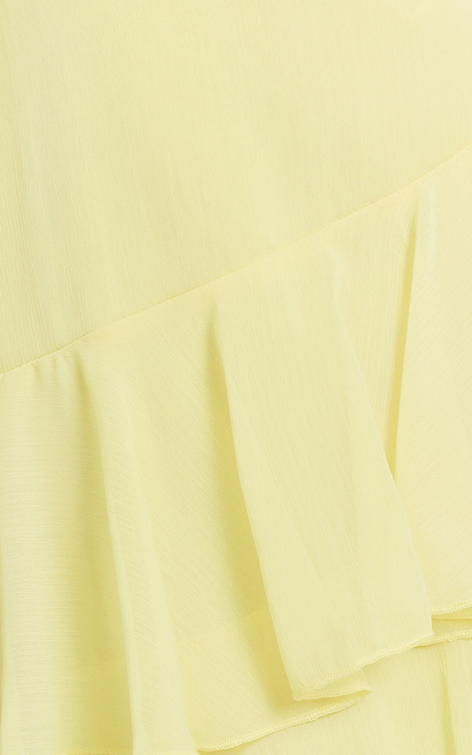 Johanna Midi Dress - Straight Neck Tiered Dress in Lemon