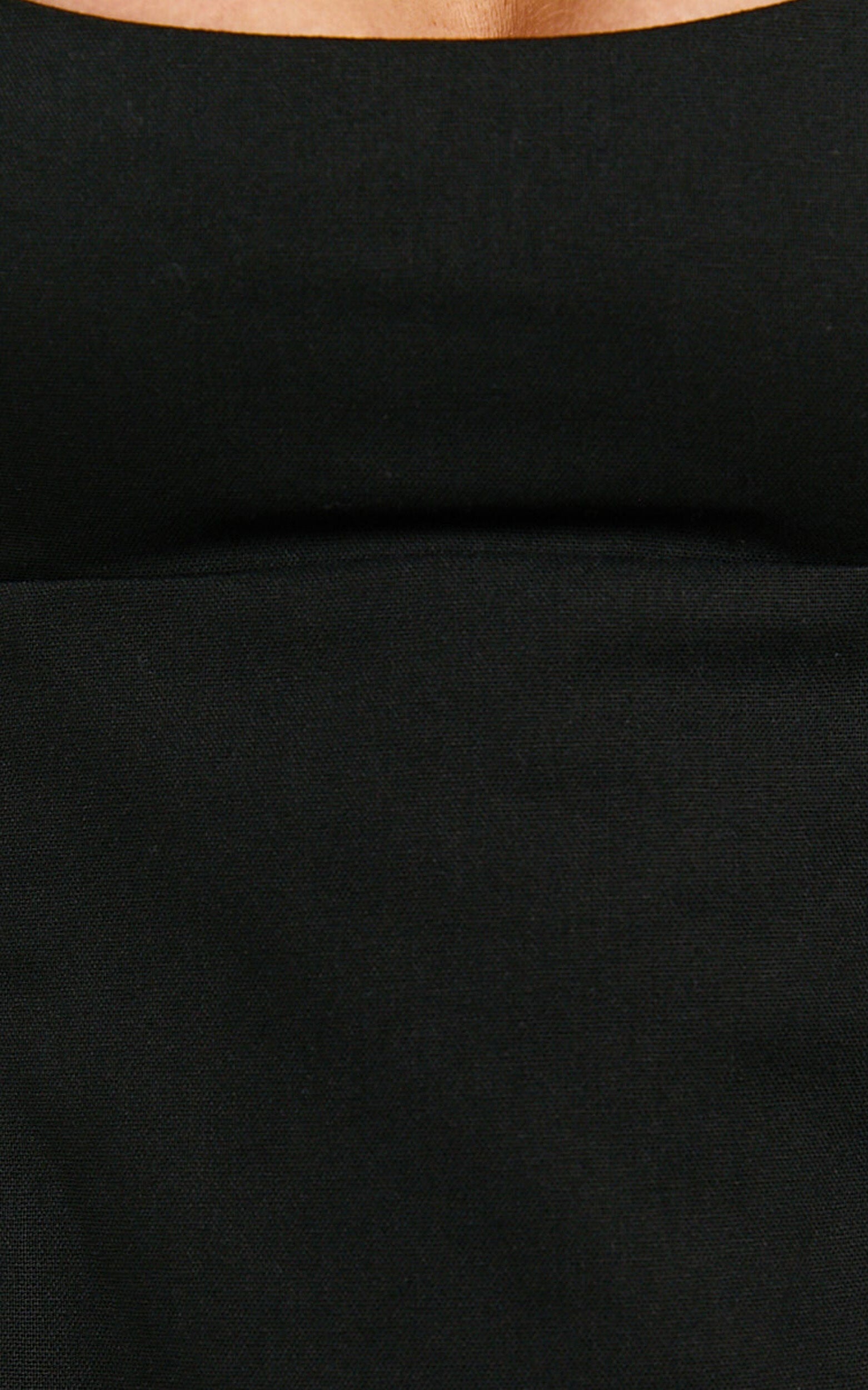 Lillith Mini Linen Dress - Scoop Neck Tie Back Dress in Black