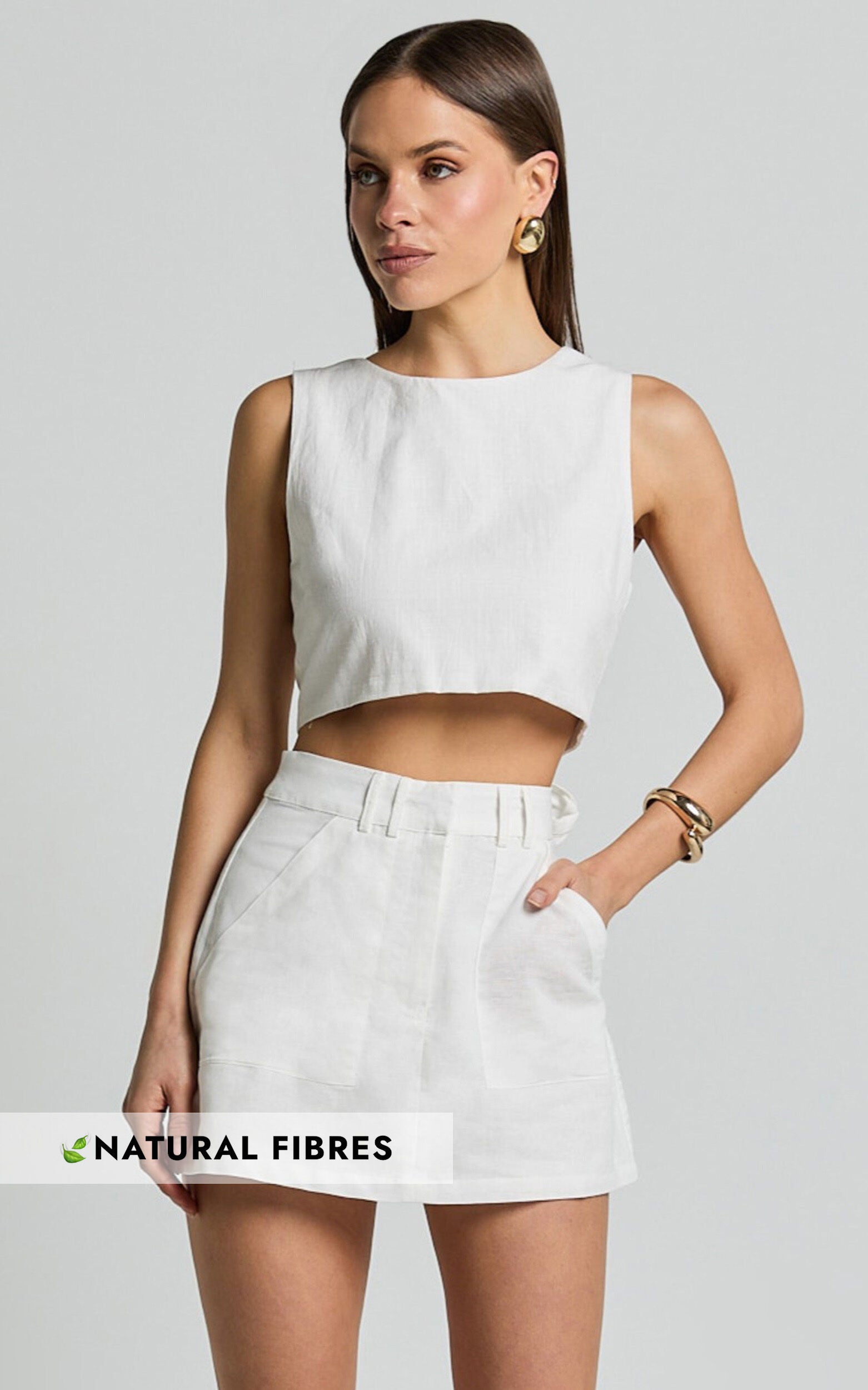 Dream Linen Skort - High Waisted A Line Skort in Off White