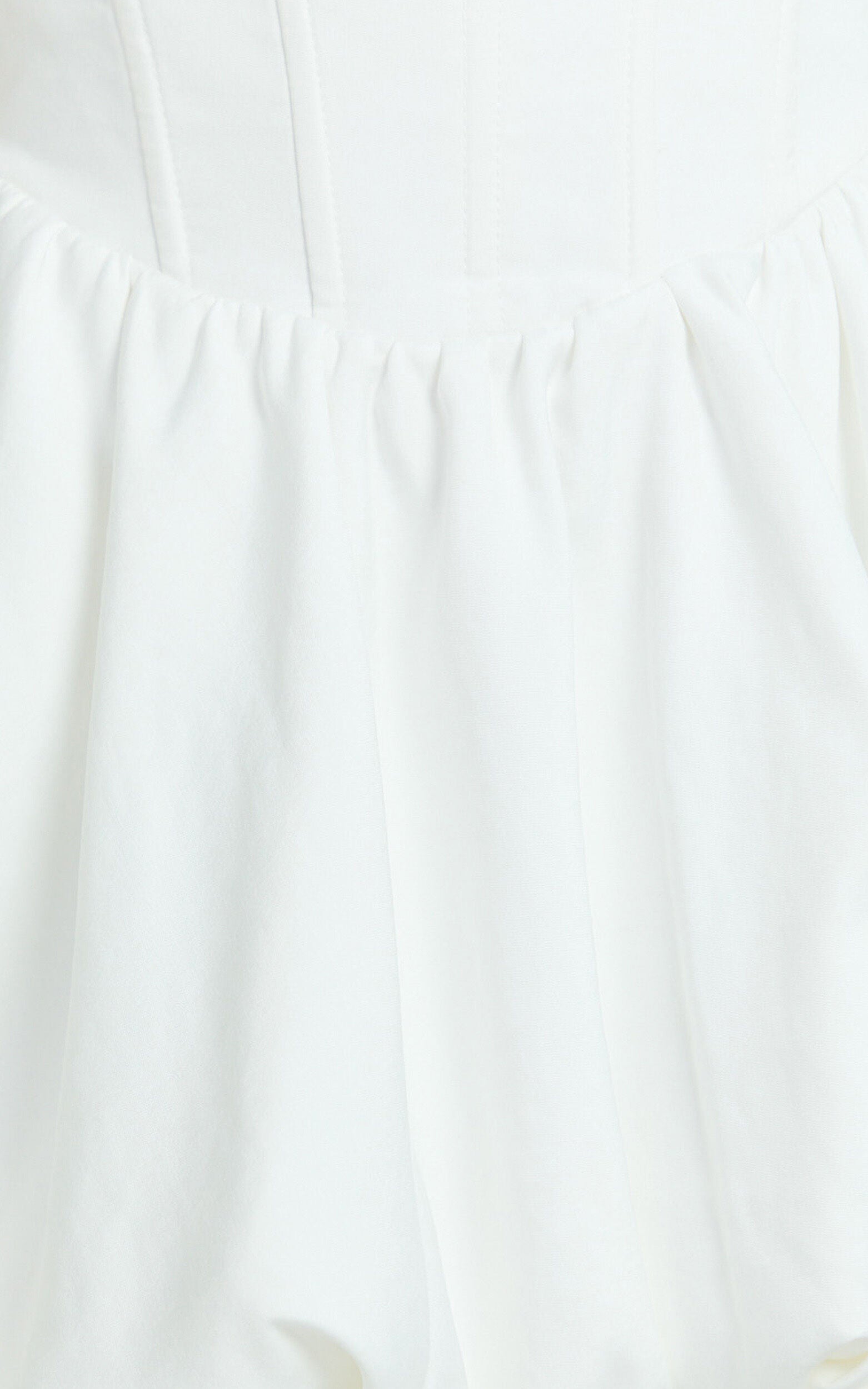 Jeannie Mini Dress - Corset Panel Bubble Hem Dress in Off White