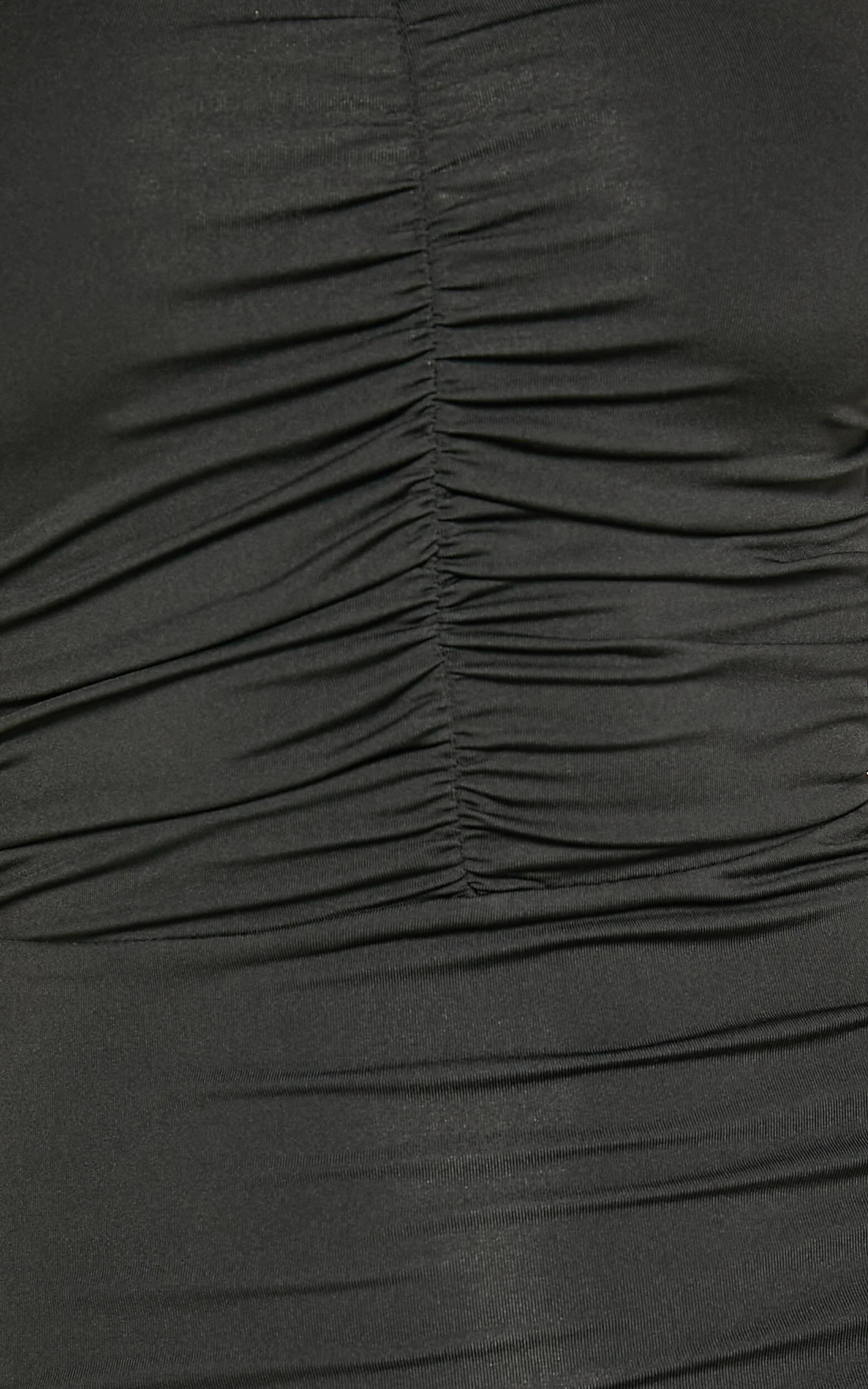 Teagan Midi Dress - Bodycon Ruched Asymmetric Strap Rosette Dress in Black
