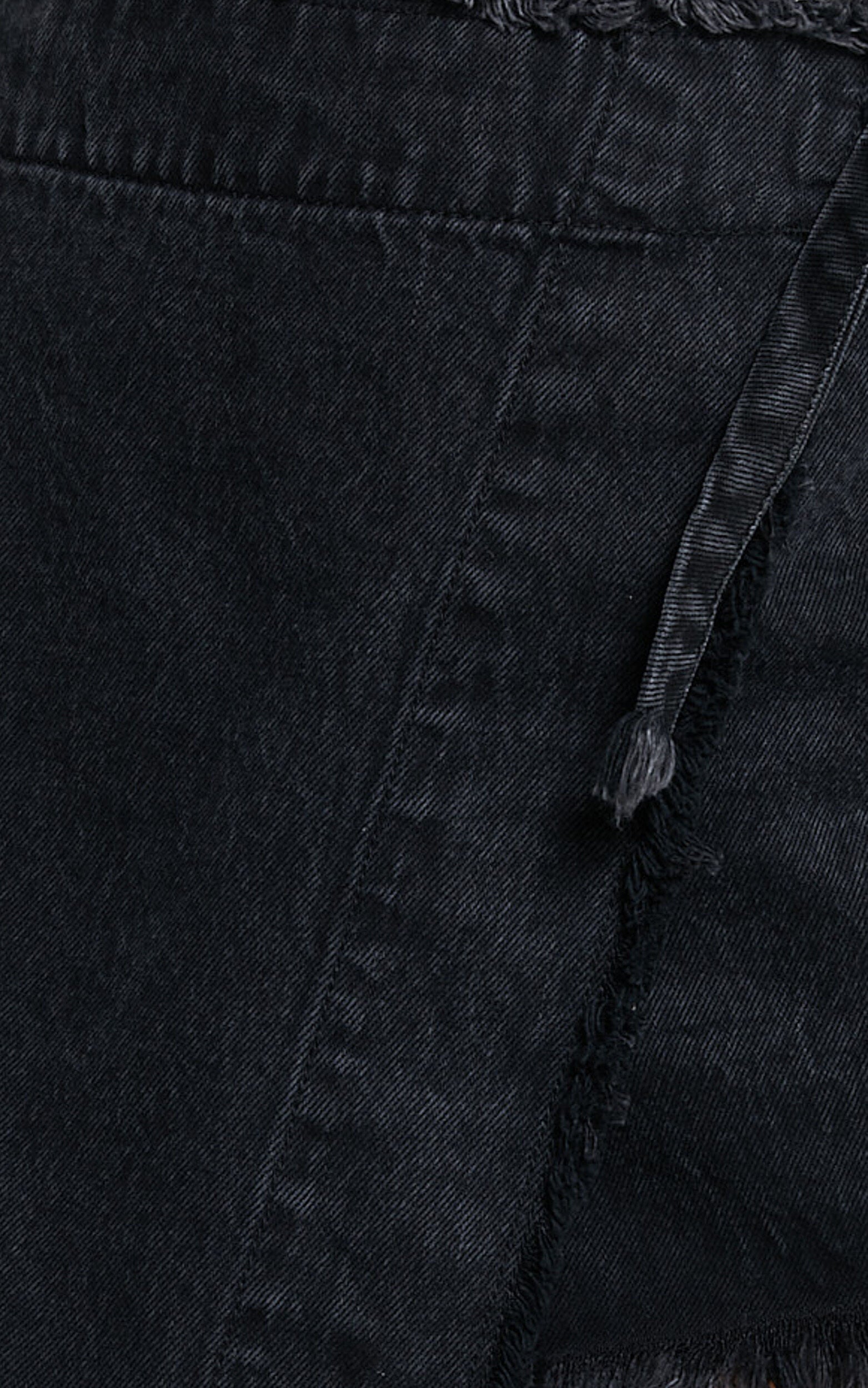 Ellyza Skort - Recycled Cotton Frayed Edge Wrap Denim Skort in Washed Black