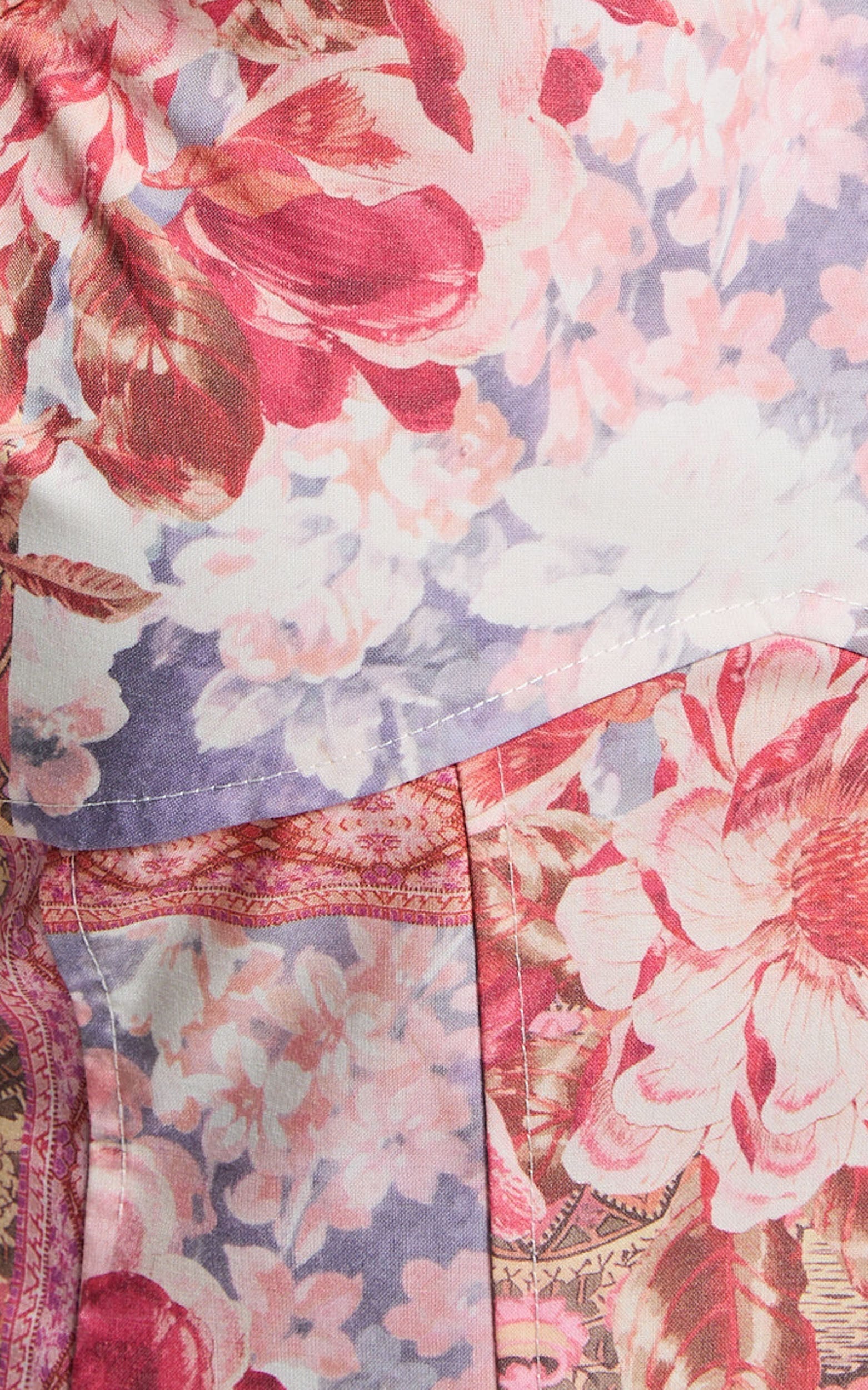 Enya Mini Dress - Puff Sleeve Empire Waist Dress in Floral Mosaic Print