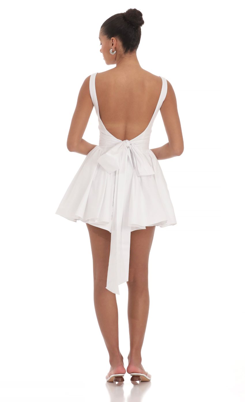 Open Back Flare Dress in White