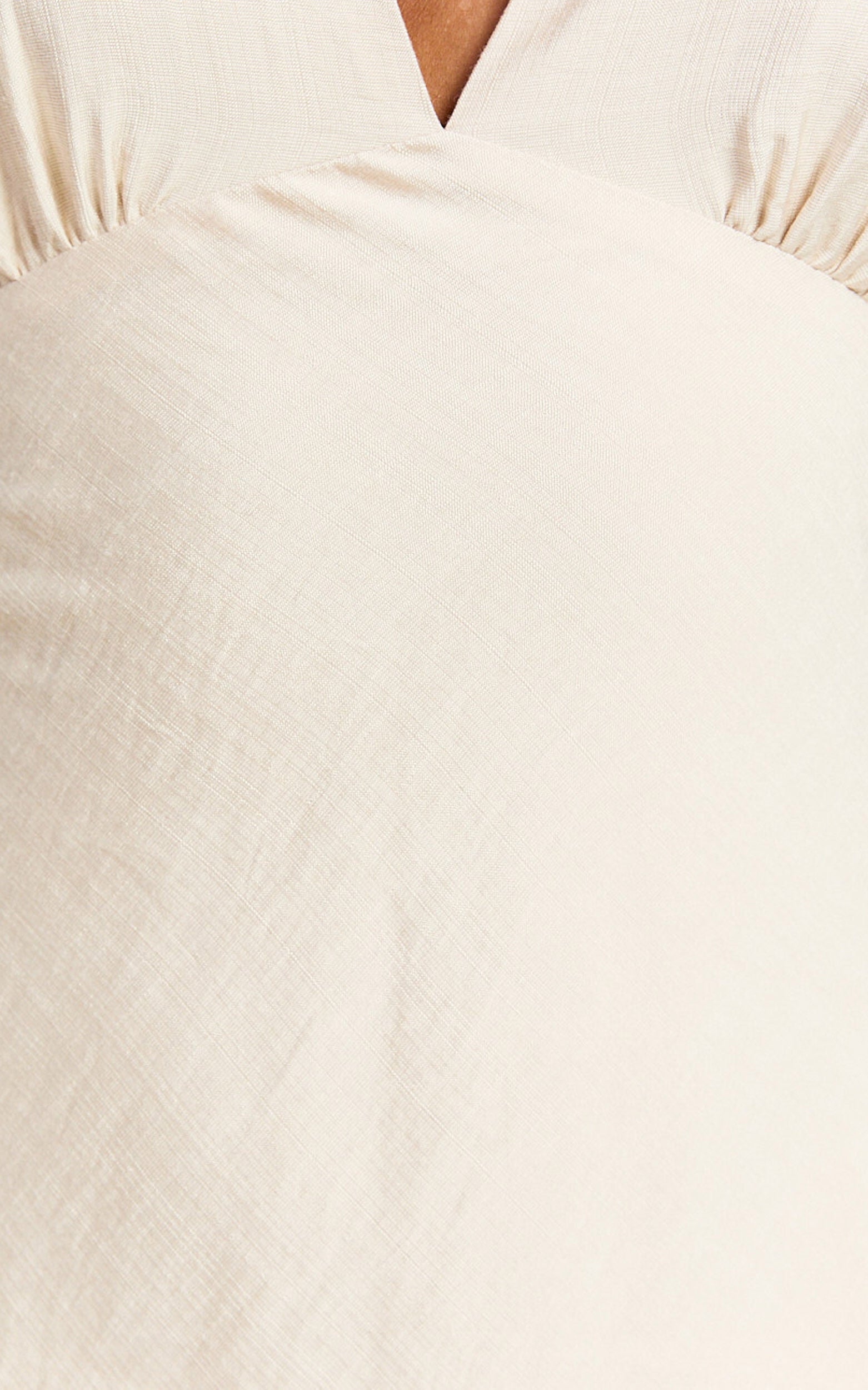 Imara Mini Dress - Halter Plunge Bias Slip Dress in Stone