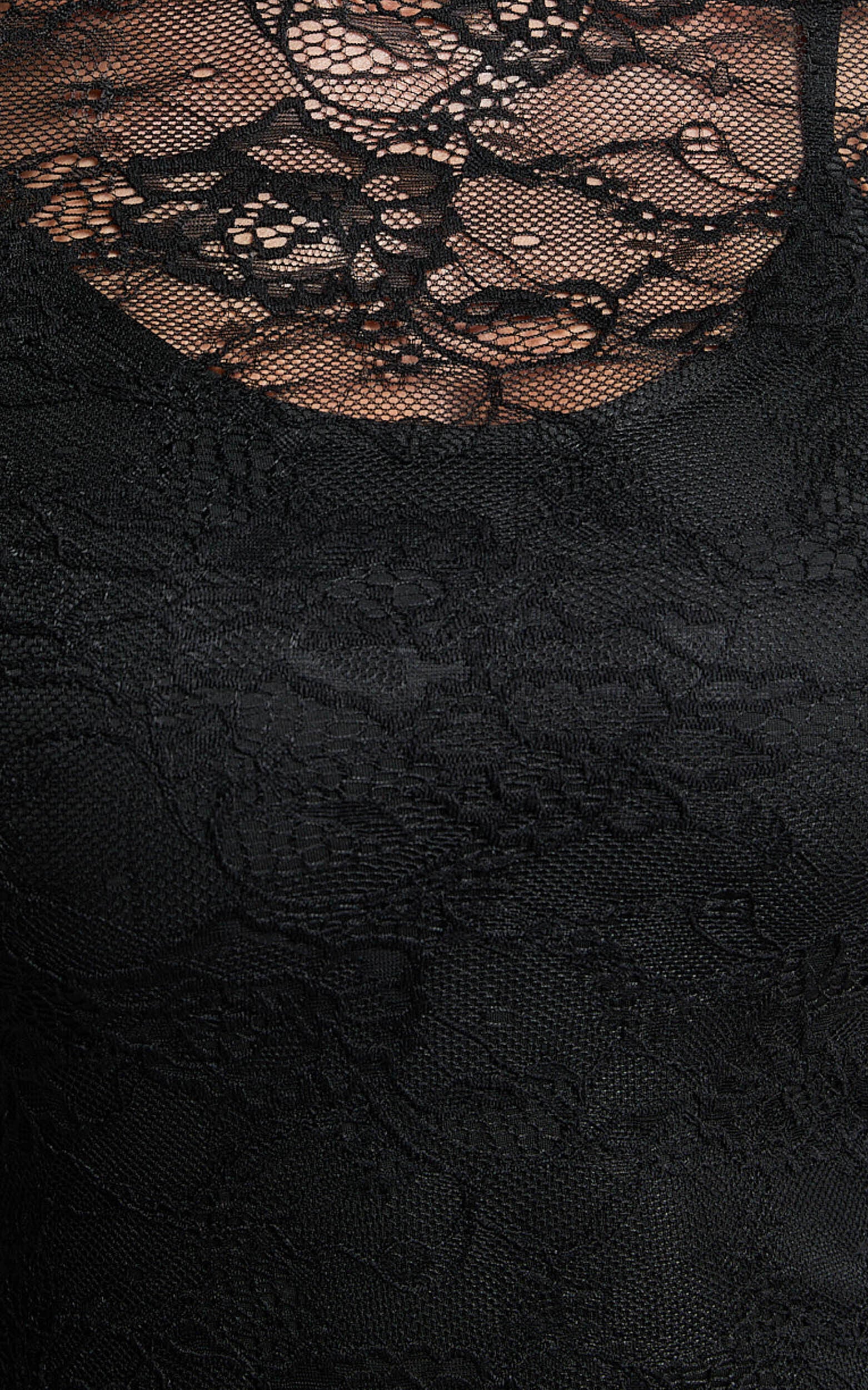 Yvette Midi Dress - High Neck Long Sleeve Slip Dress in Black