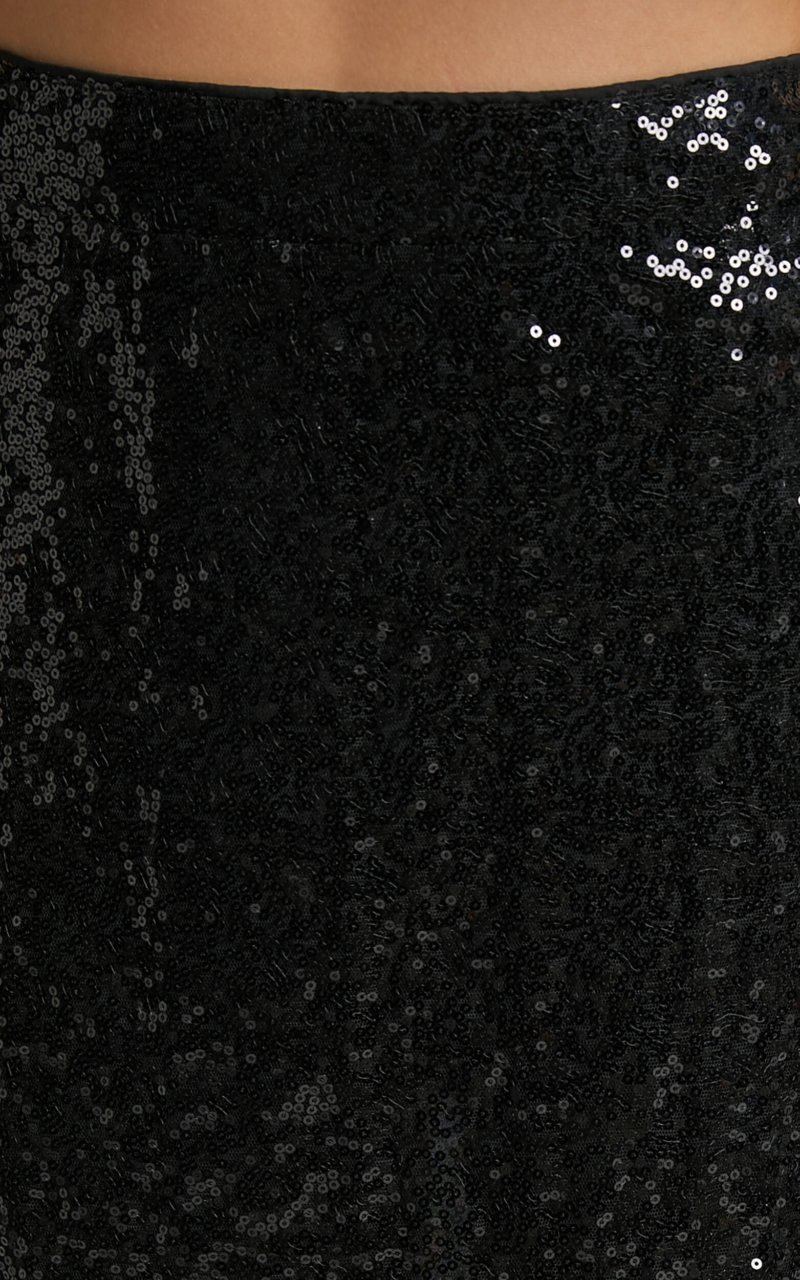 Elswyth Top - Strappy Sequin Crop Cami Top in Black Sequin