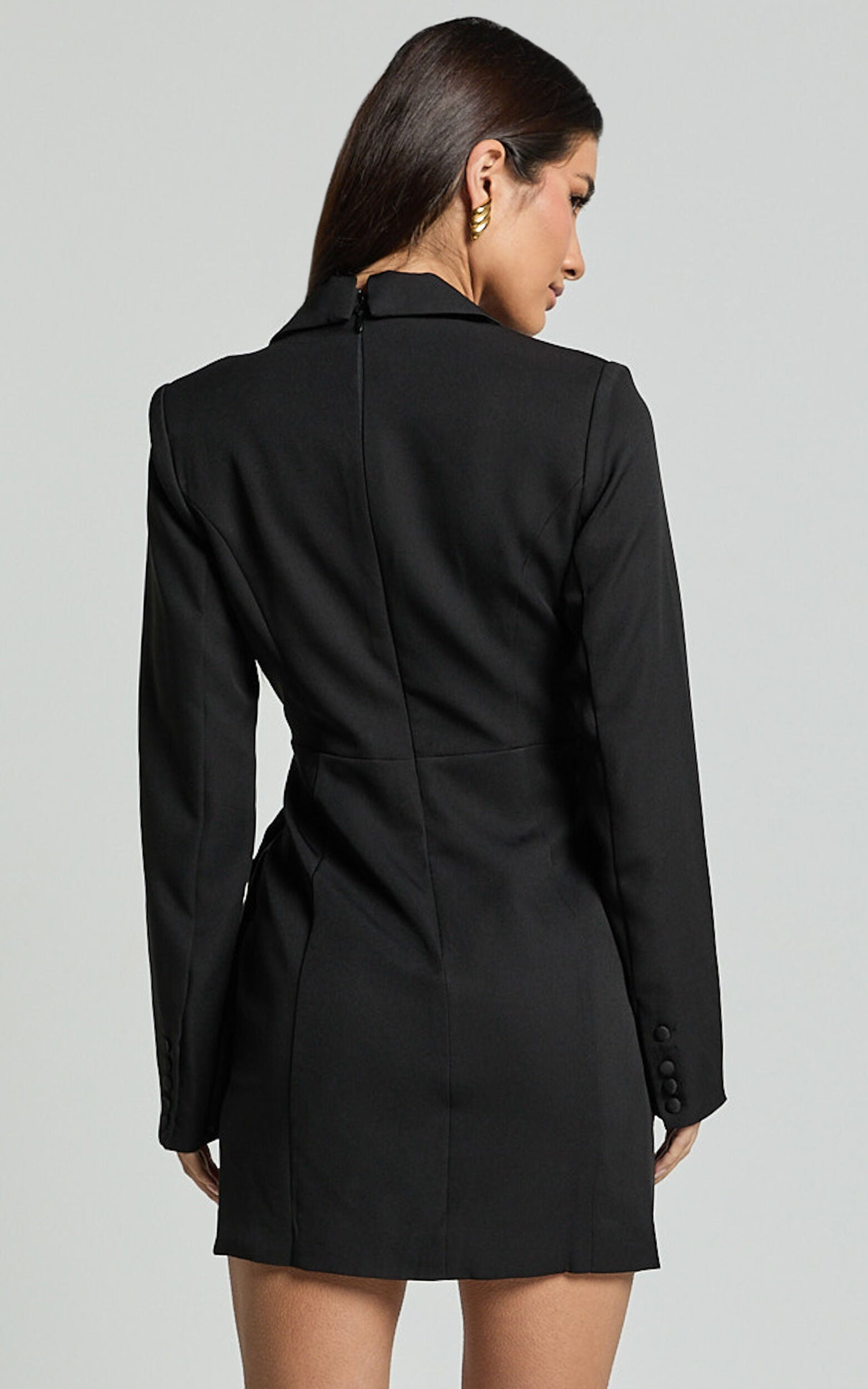 Noni Mini Dress - Blazer Wrap Dress in Black