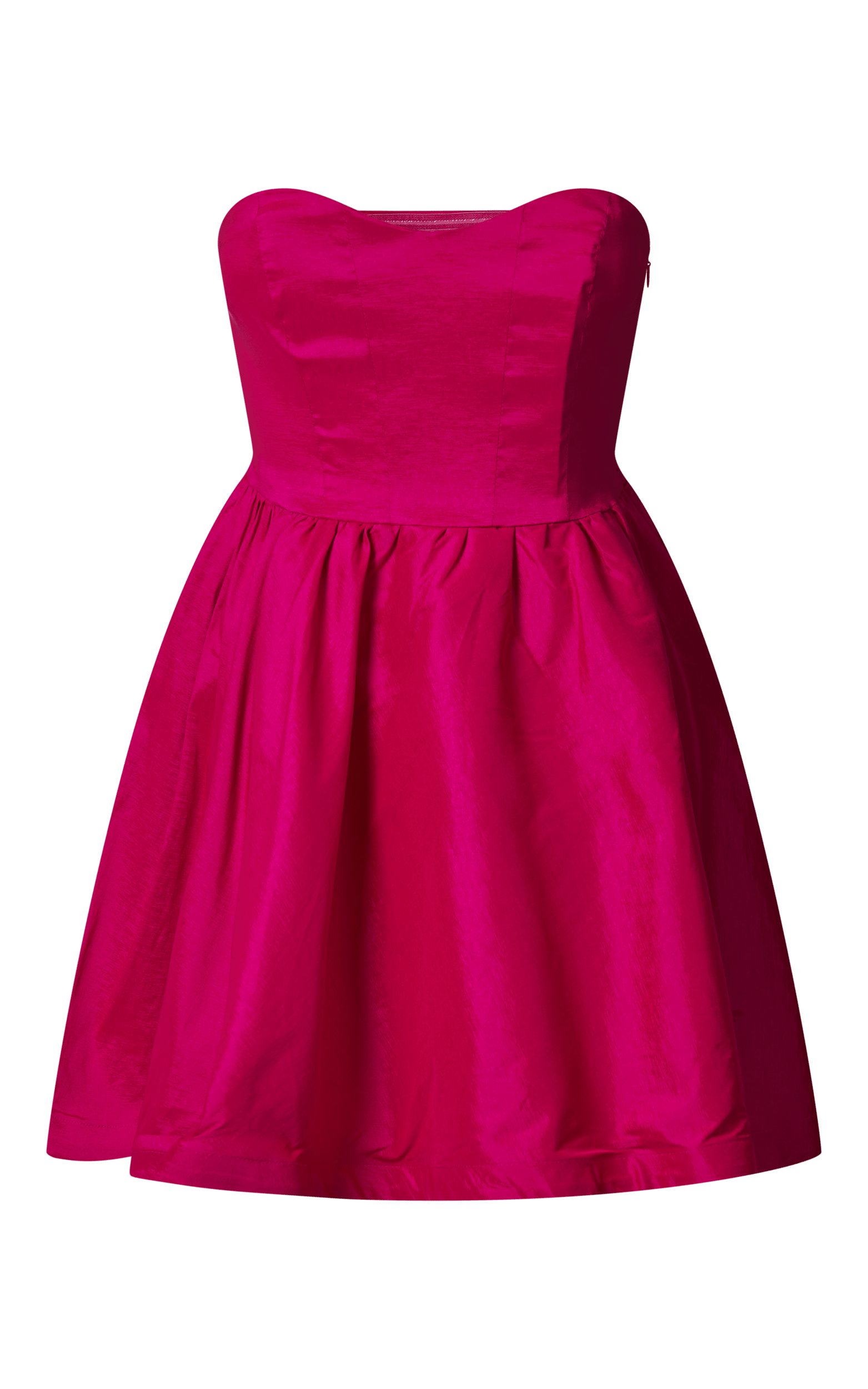 Jayde Mini Dress - Strapless Sweetheart Fit And Flare Dress in Magenta