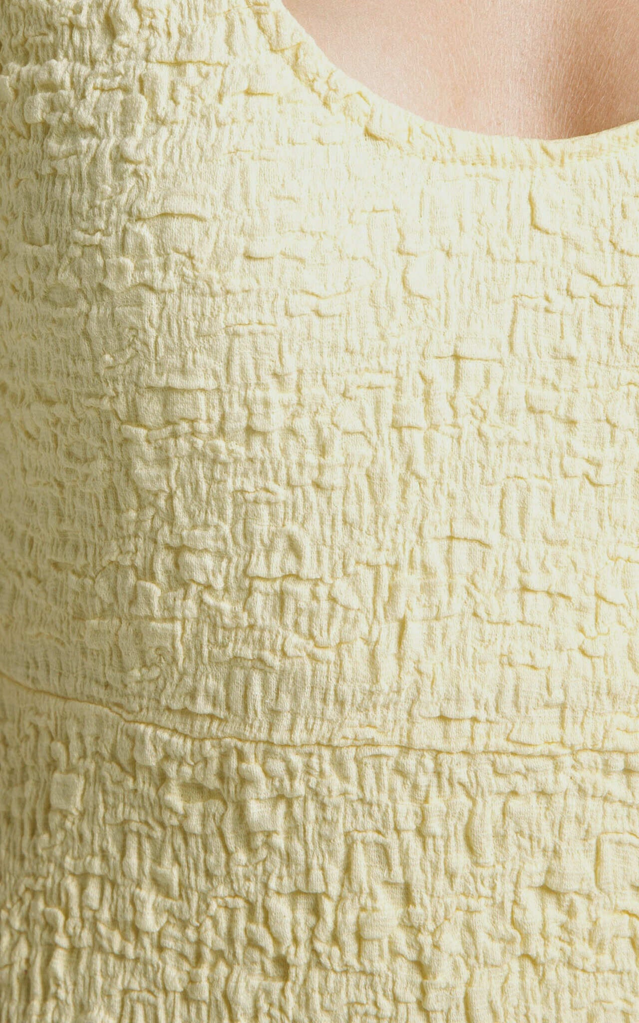 Novida Midi Dress - Textured Bodycon Dress in Butter Yellow
