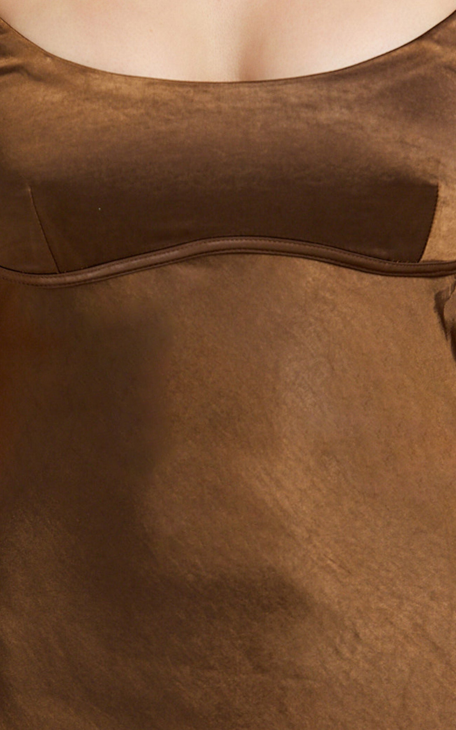 Mikaila Mini Dress - Cut Out Back Satin Slip Dress in Chocolate