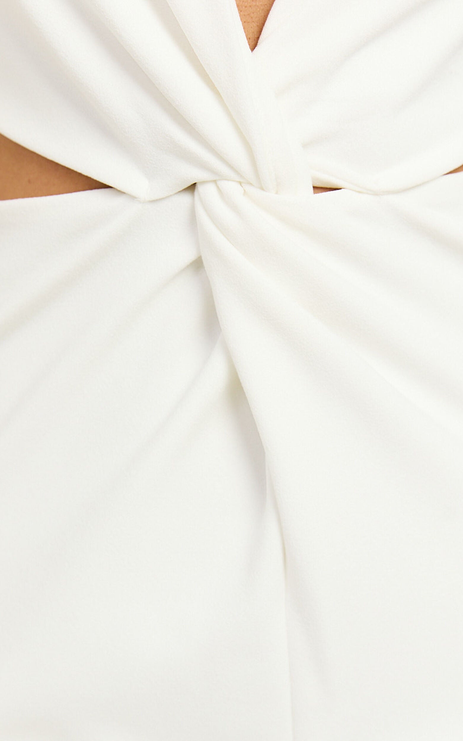 Rose Maxi Dress - Plunge Halter Front Split Dress in White