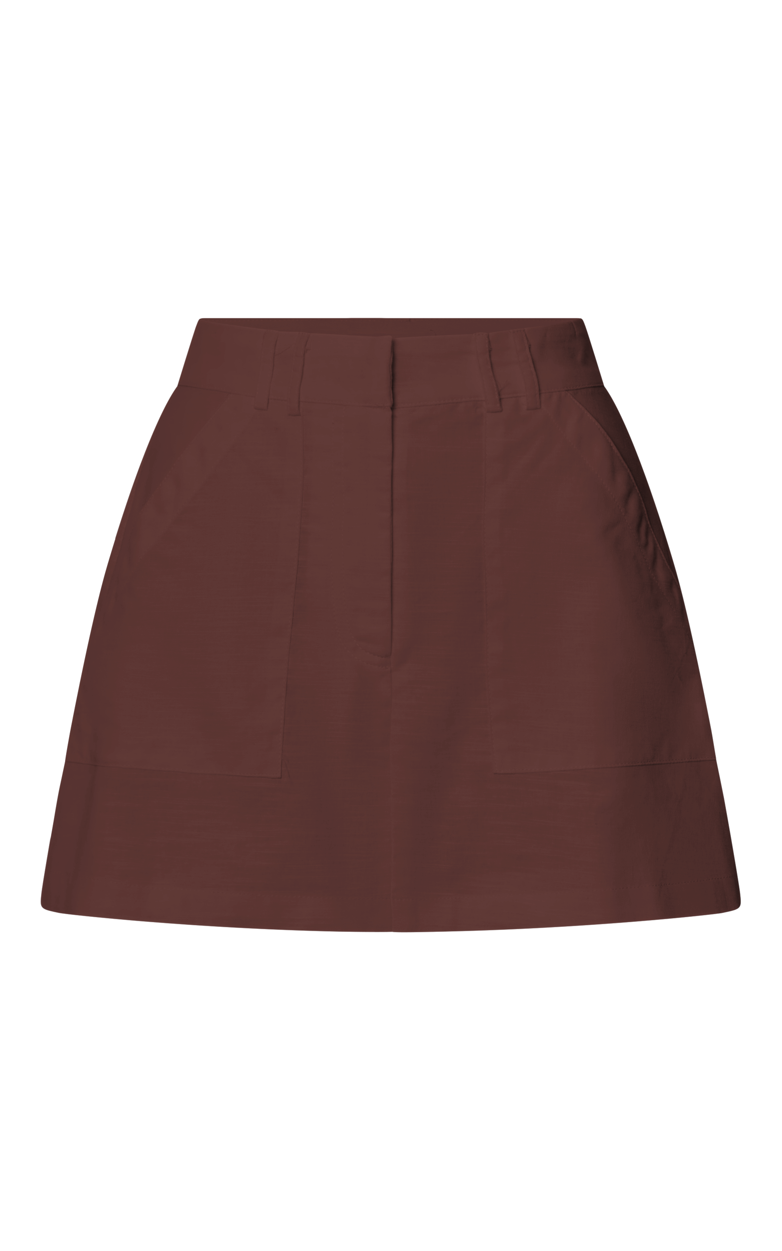 Dream Linen Skort - High Waisted A Line Skort in Brown
