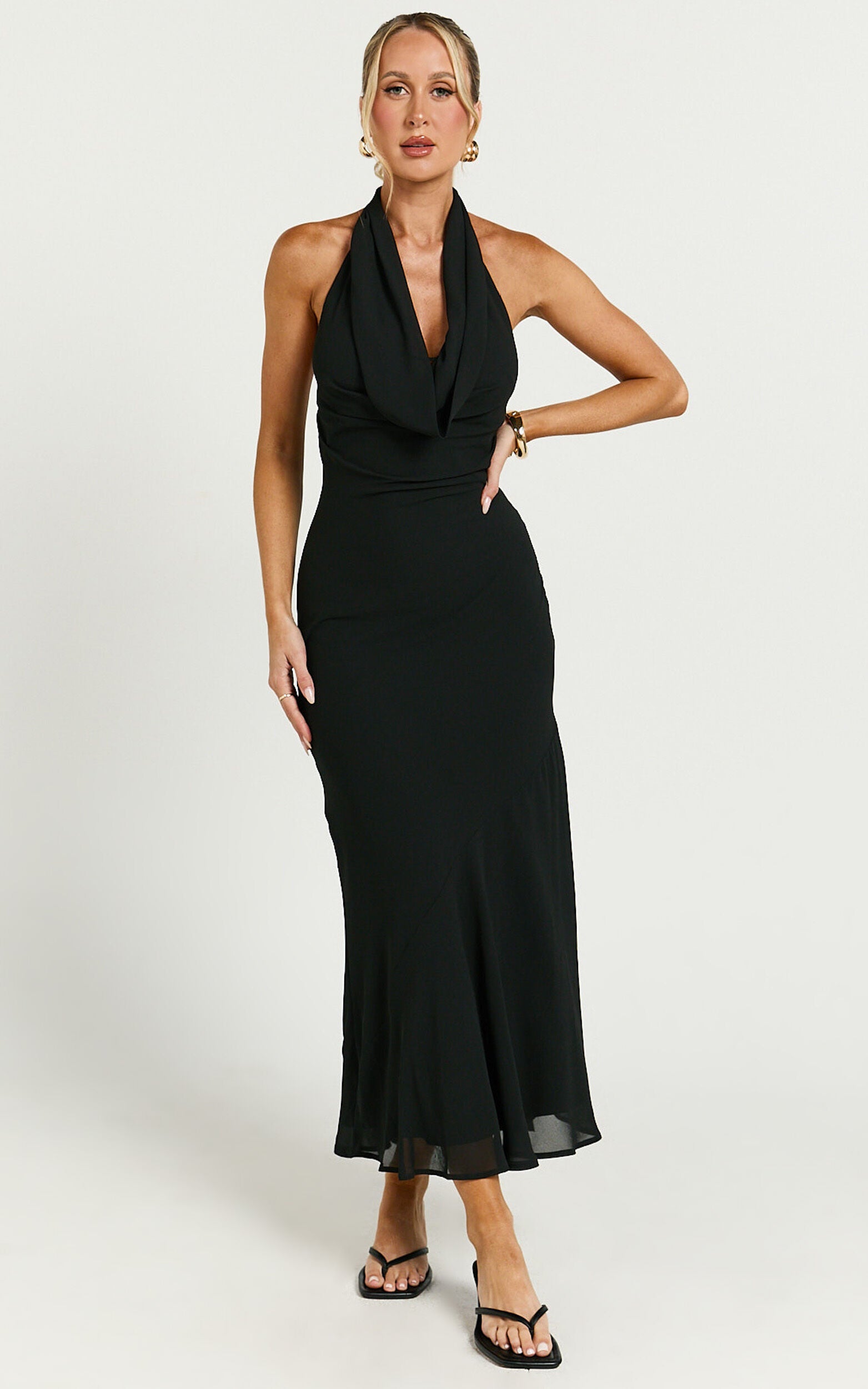 Jeslie Maxi Dress - Halter Neck Dress in Black