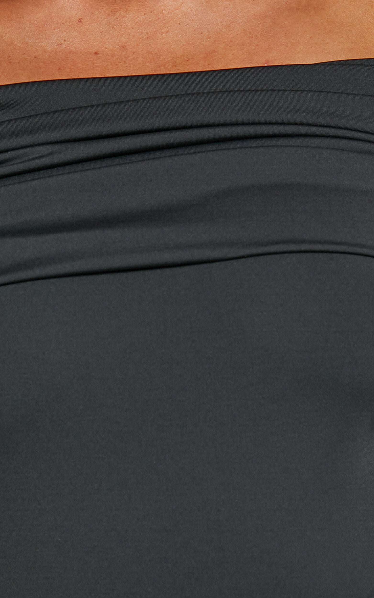 Ermalen Bodysuit - Folded Off Shoulder Long Sleeve Bodysuit in Black