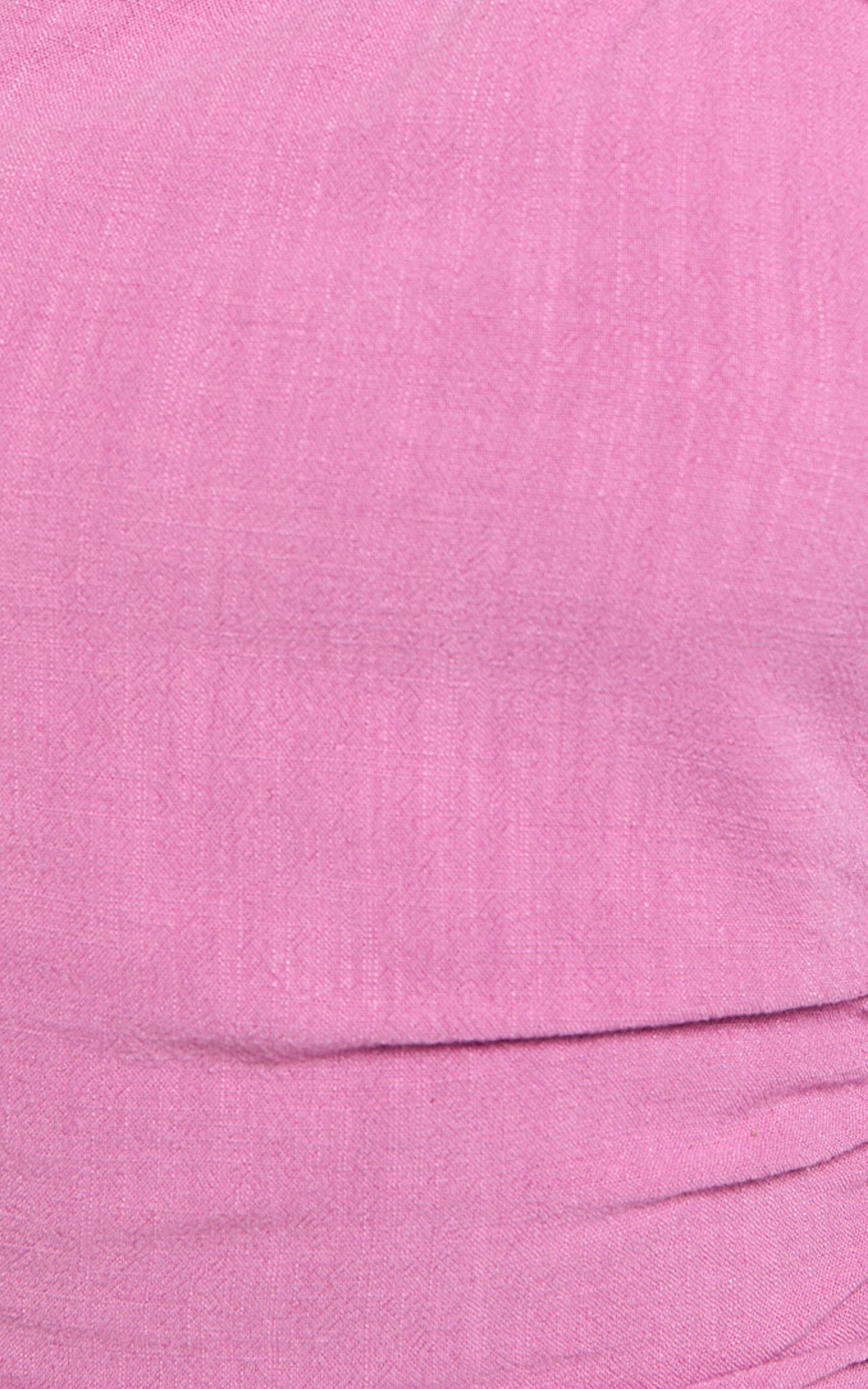 Finley Midi Linen Dress - Linen Feel One Shoulder Ruched Dress in Orchid