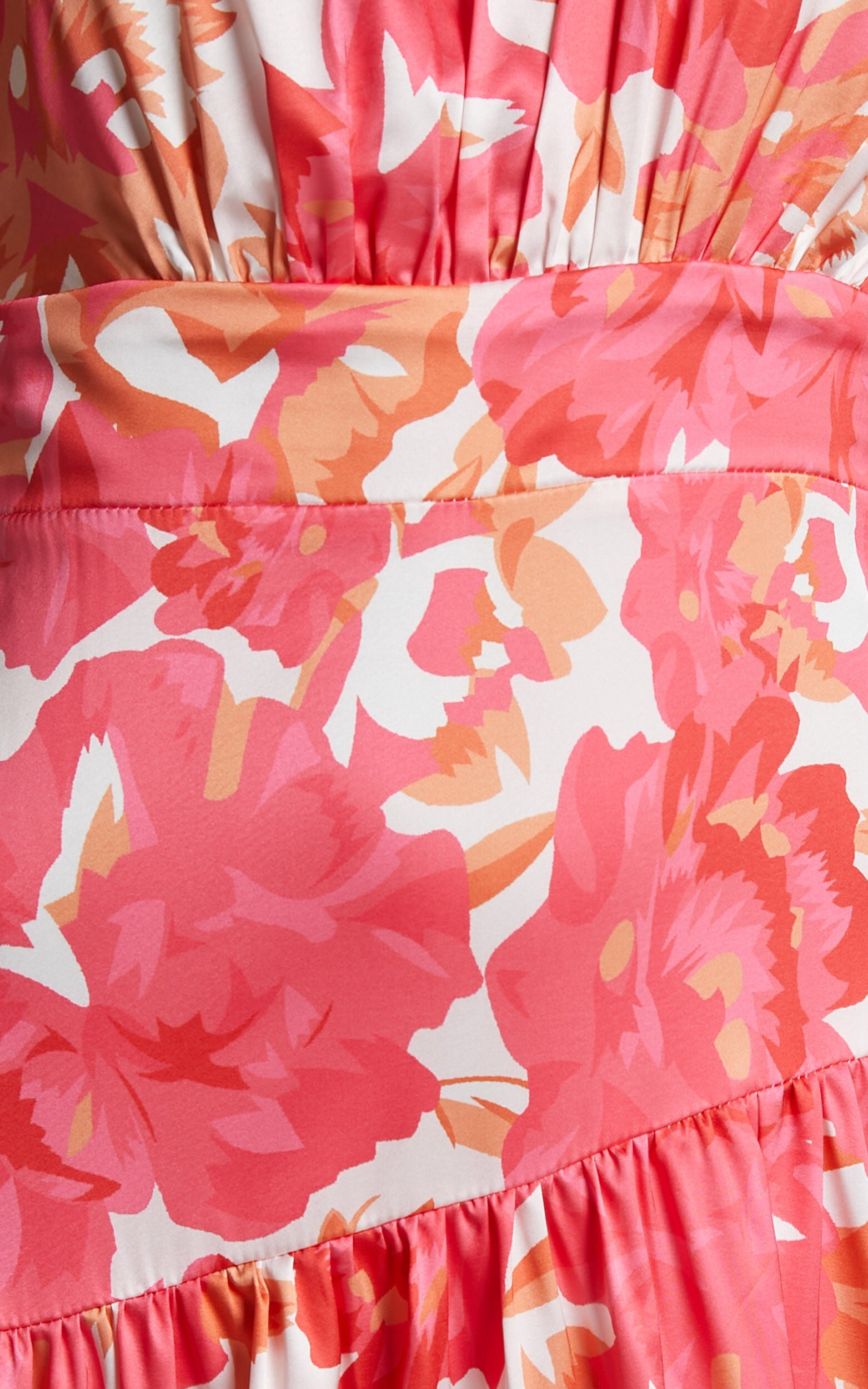 Georgine Midi Dress - One Shoulder Ruched Tiered Dress in Peony Blossom