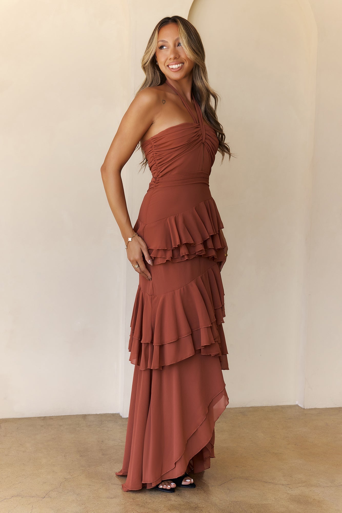 Zephyr Halter Maxi Dress Rust