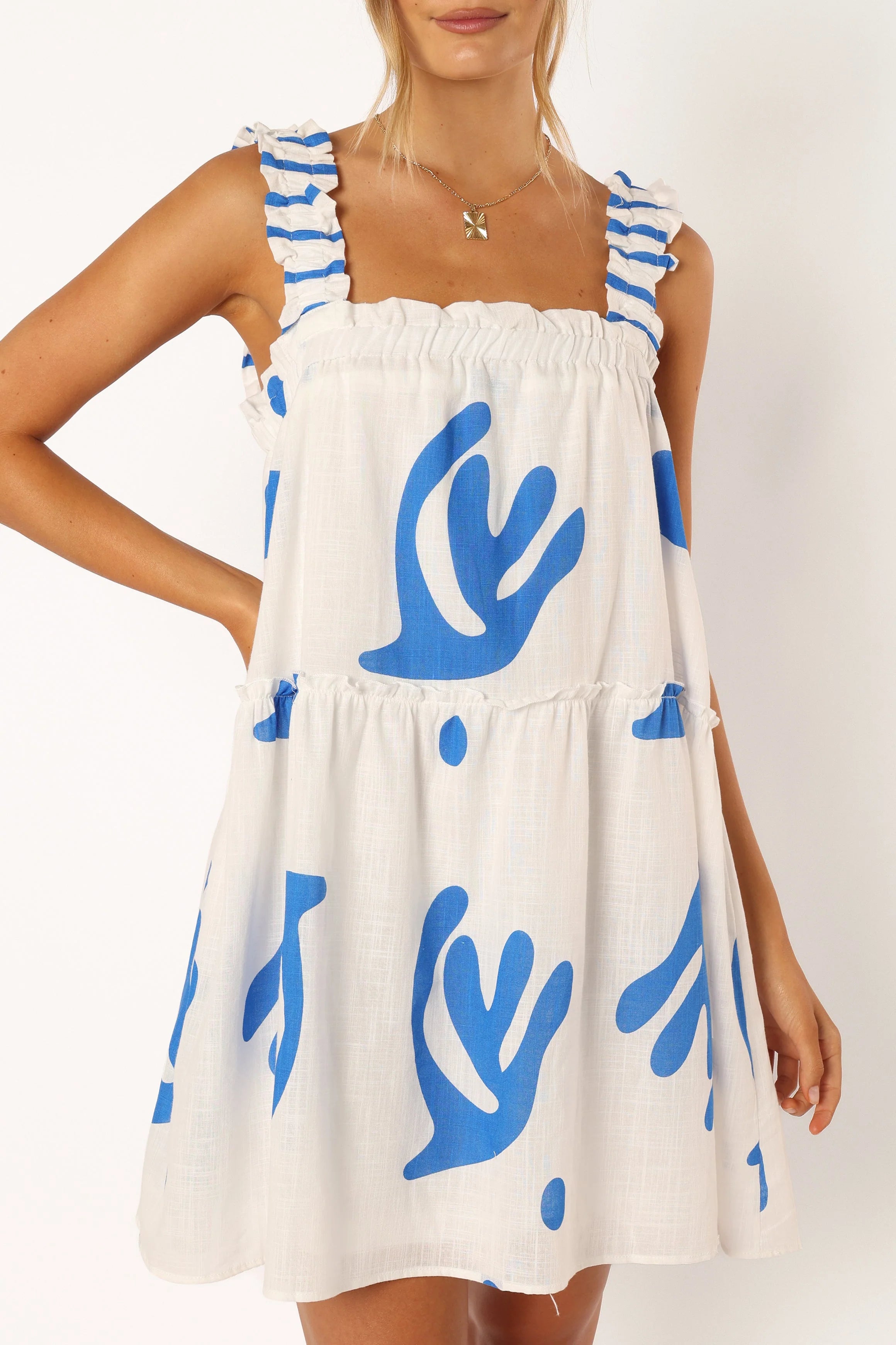 Elena Mini Dress - Blue Print