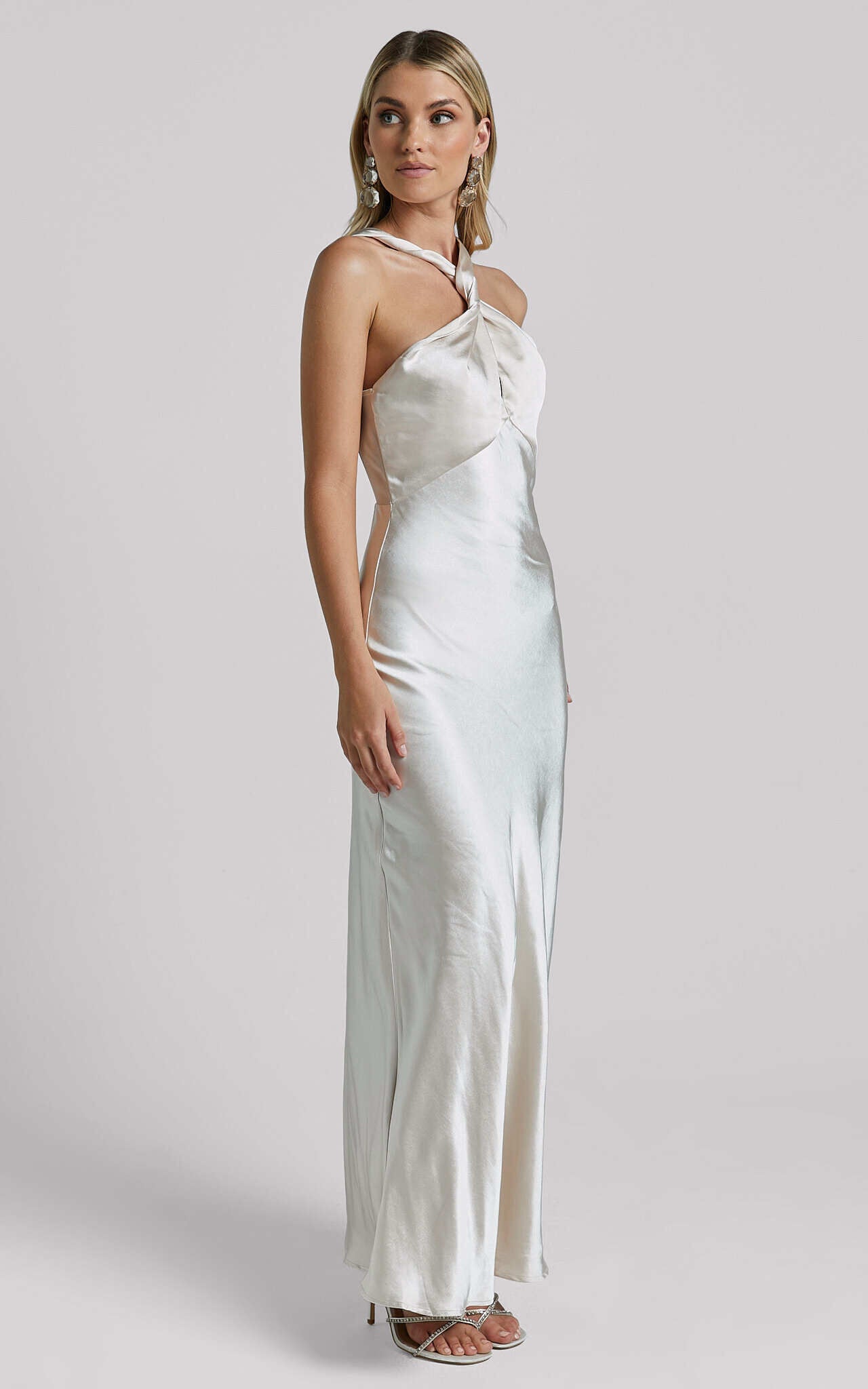 Florita Maxi Dress - Twist Halter Slip in Ivory