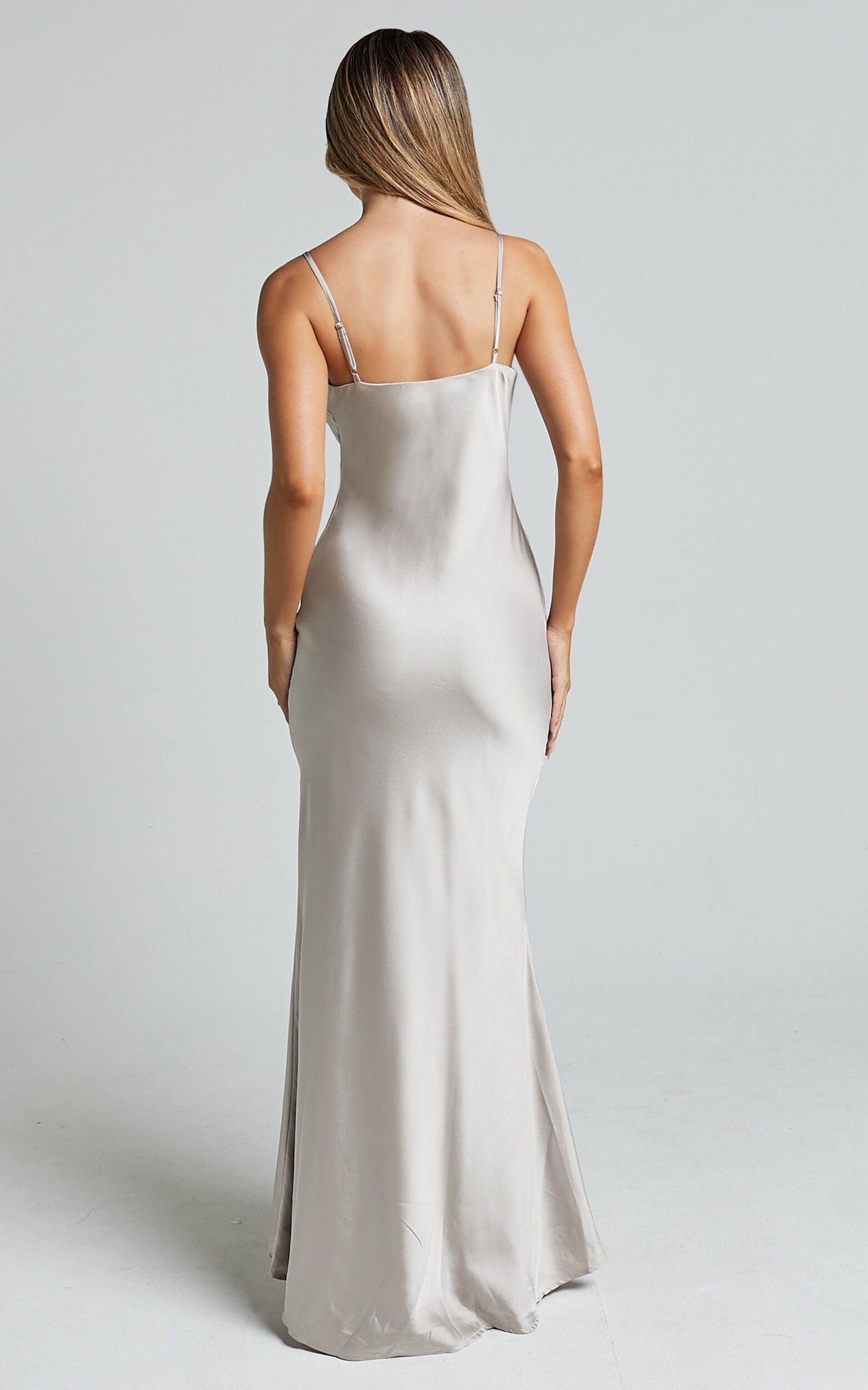 Lunaria Maxi Dress - Cowl Mermaid Slip Dress in Champagne