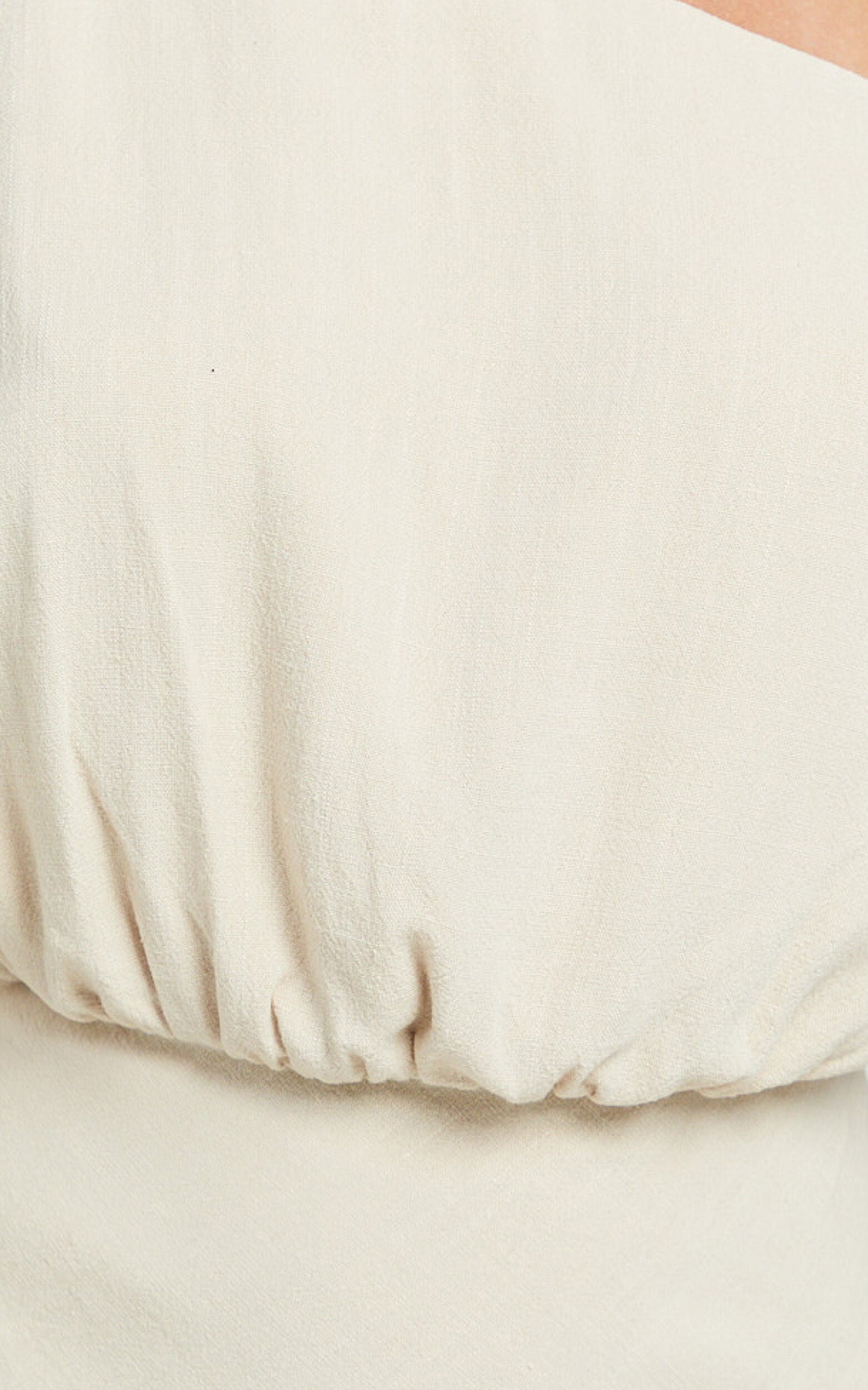 Nellie Mini Linen Dress - Linen One Shoulder Mini Dress in Biscuit