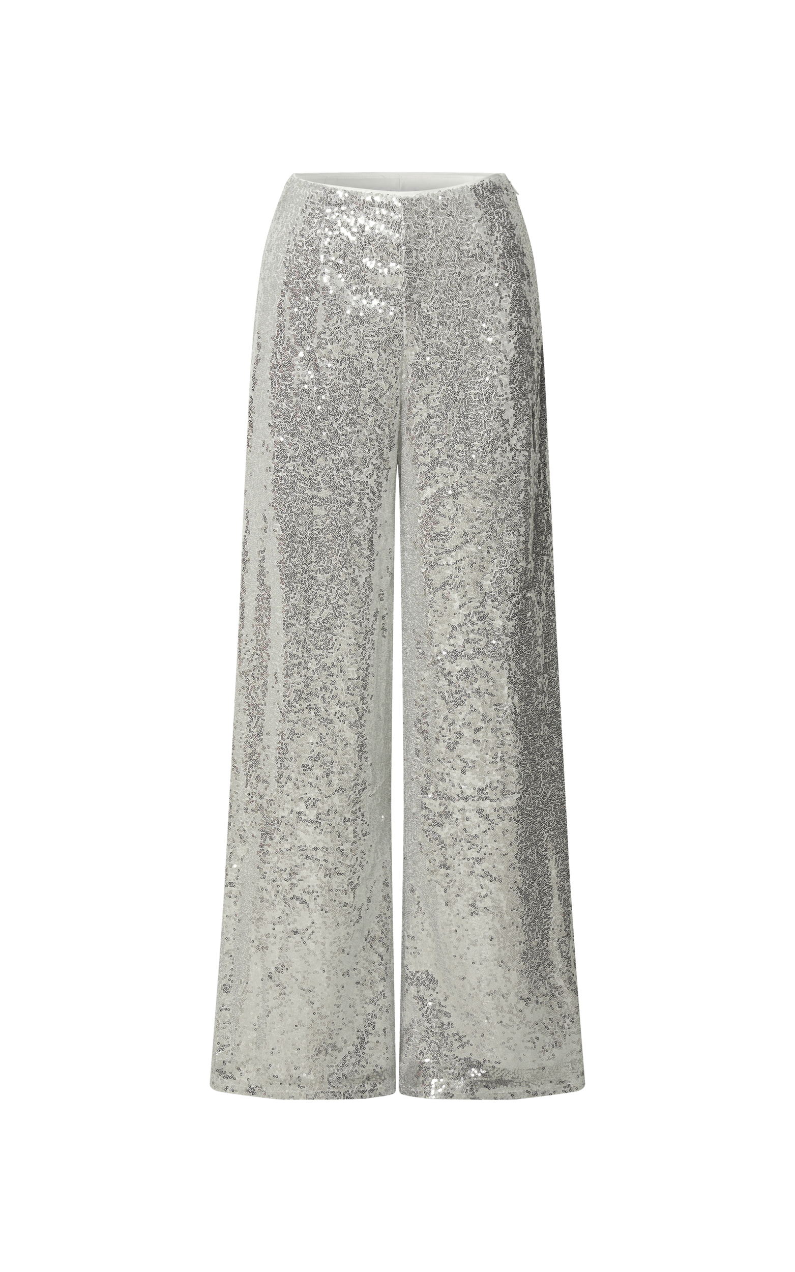 Looma Sequin Pants - High Waisted Super Wide Leg Pants in Silver