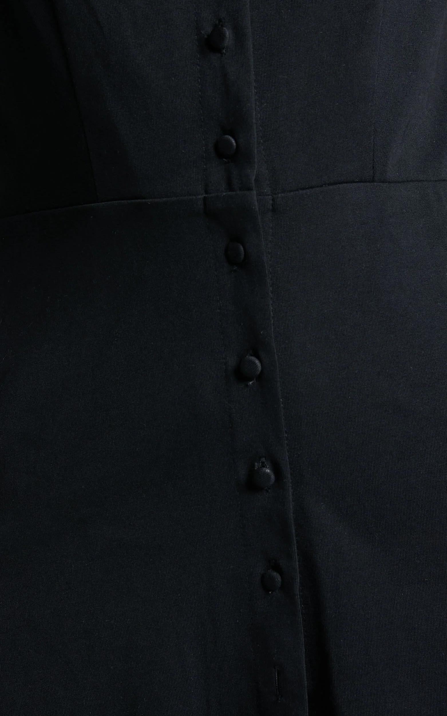 Rochelle Mini Dress - V Neck Button Through Dress in Black