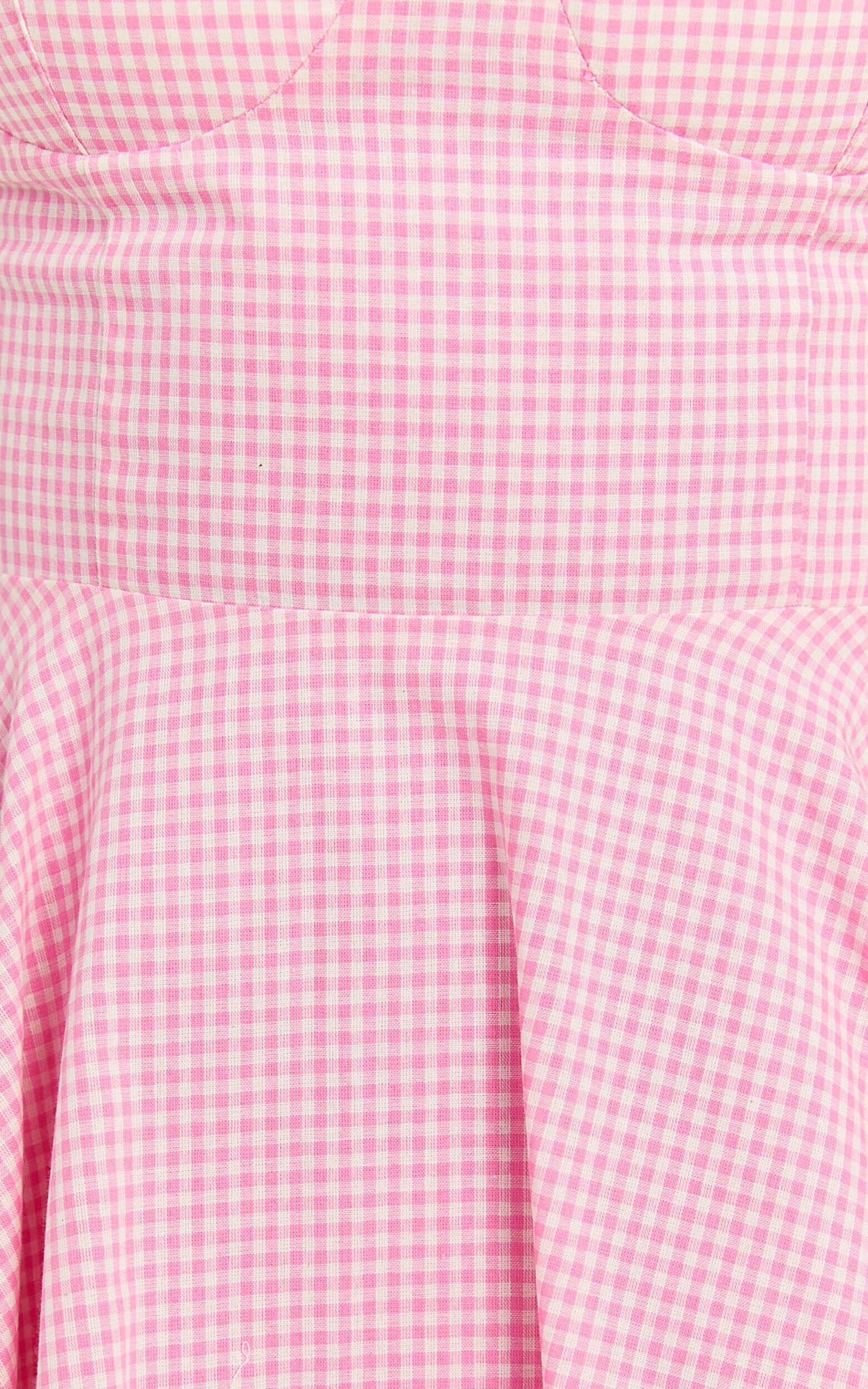 Girley Mini Dress - Bow Strap Dress in Pink Gingham